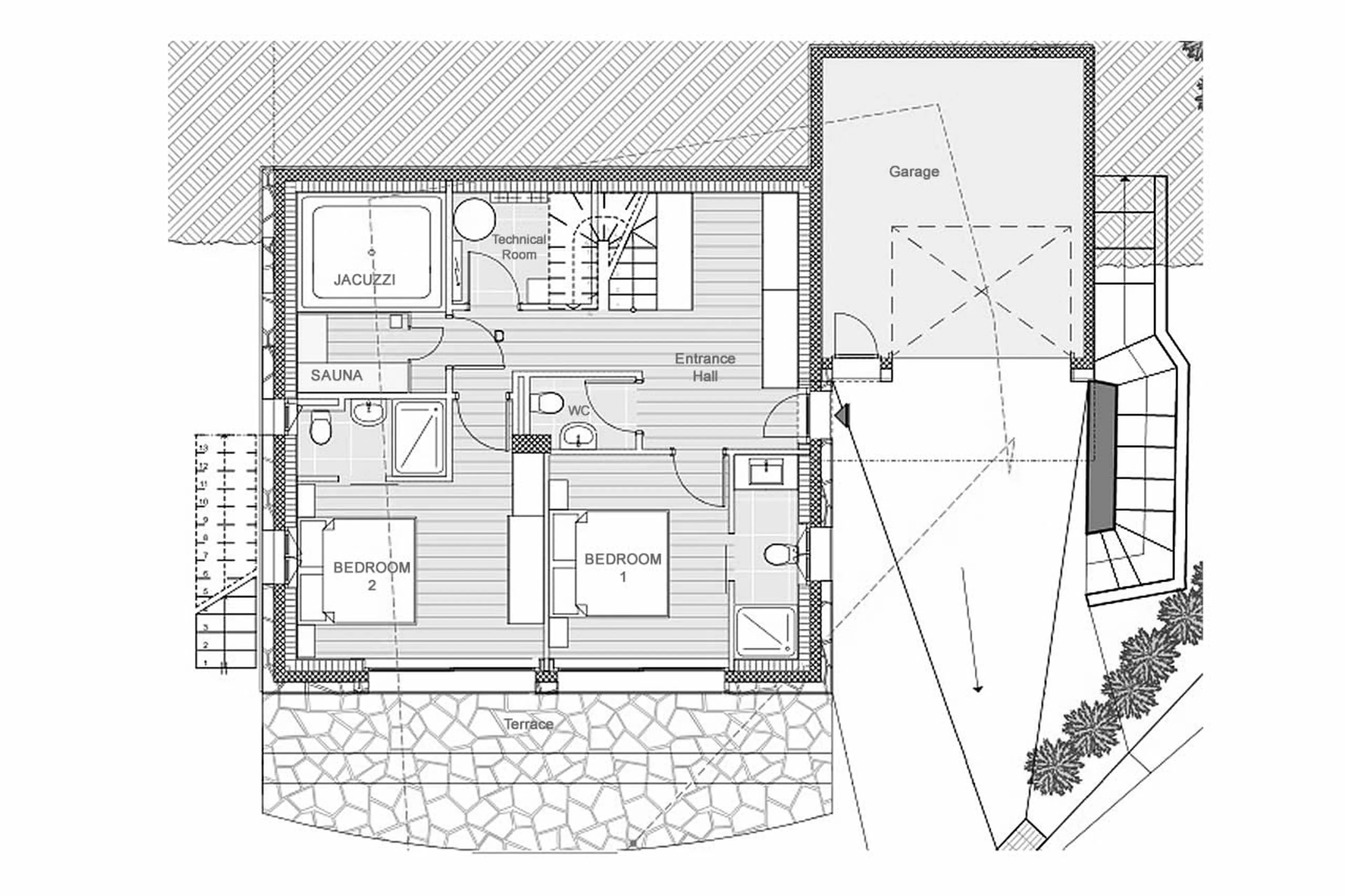 Level -1 floor plan of Chalet Pierrepointe in Verbier