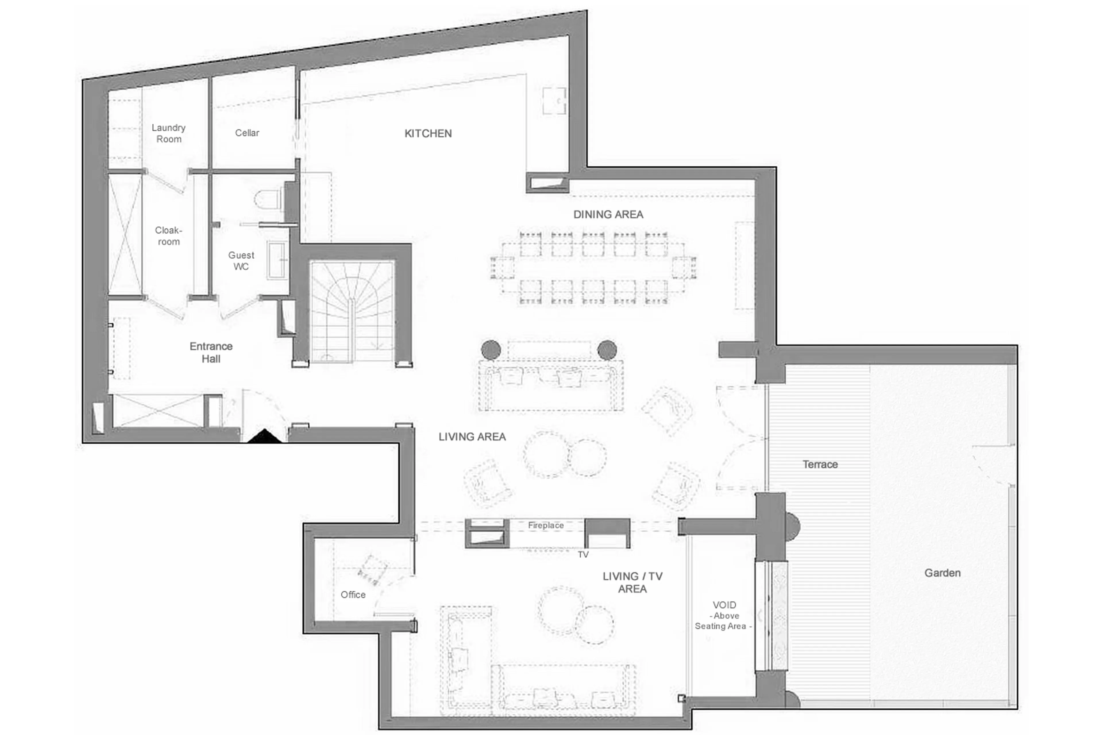 Level 0 floor plan of Apartment Chardon 101 in Val d'Isere