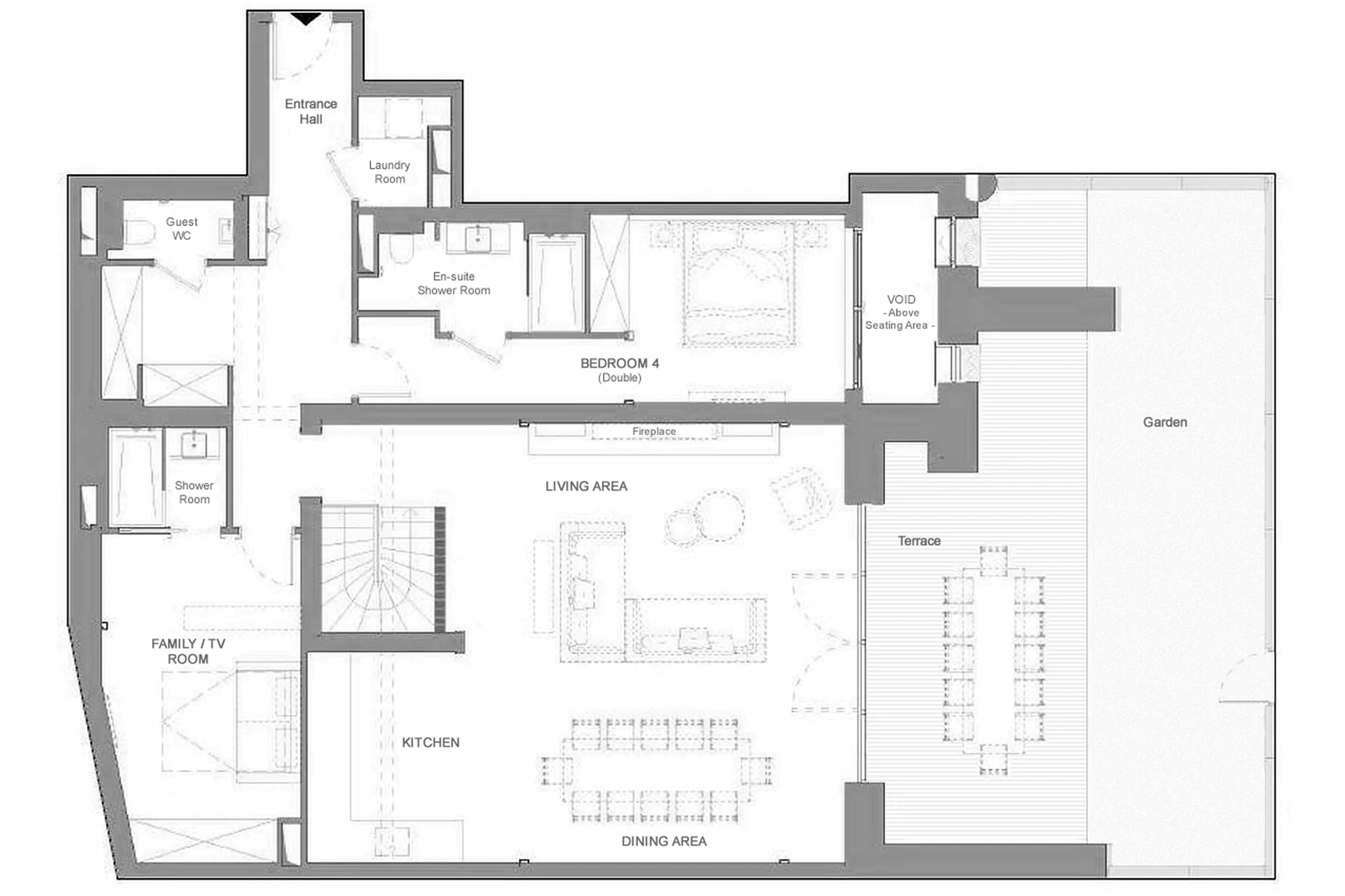 Level 0 floor plan of Apartment Chardon 102 in Val d'Isere