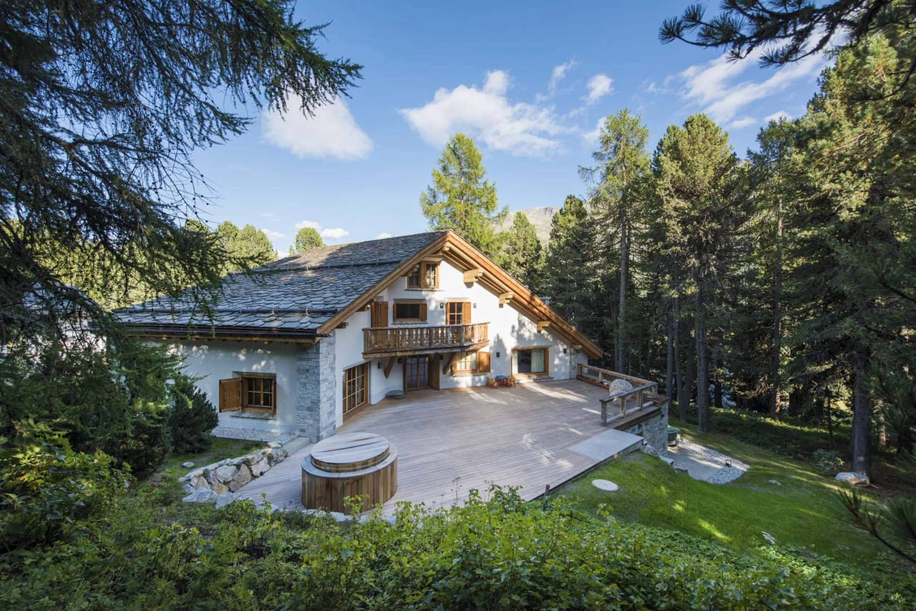 Terrace and garden of Chesa El Toula in St Moritz