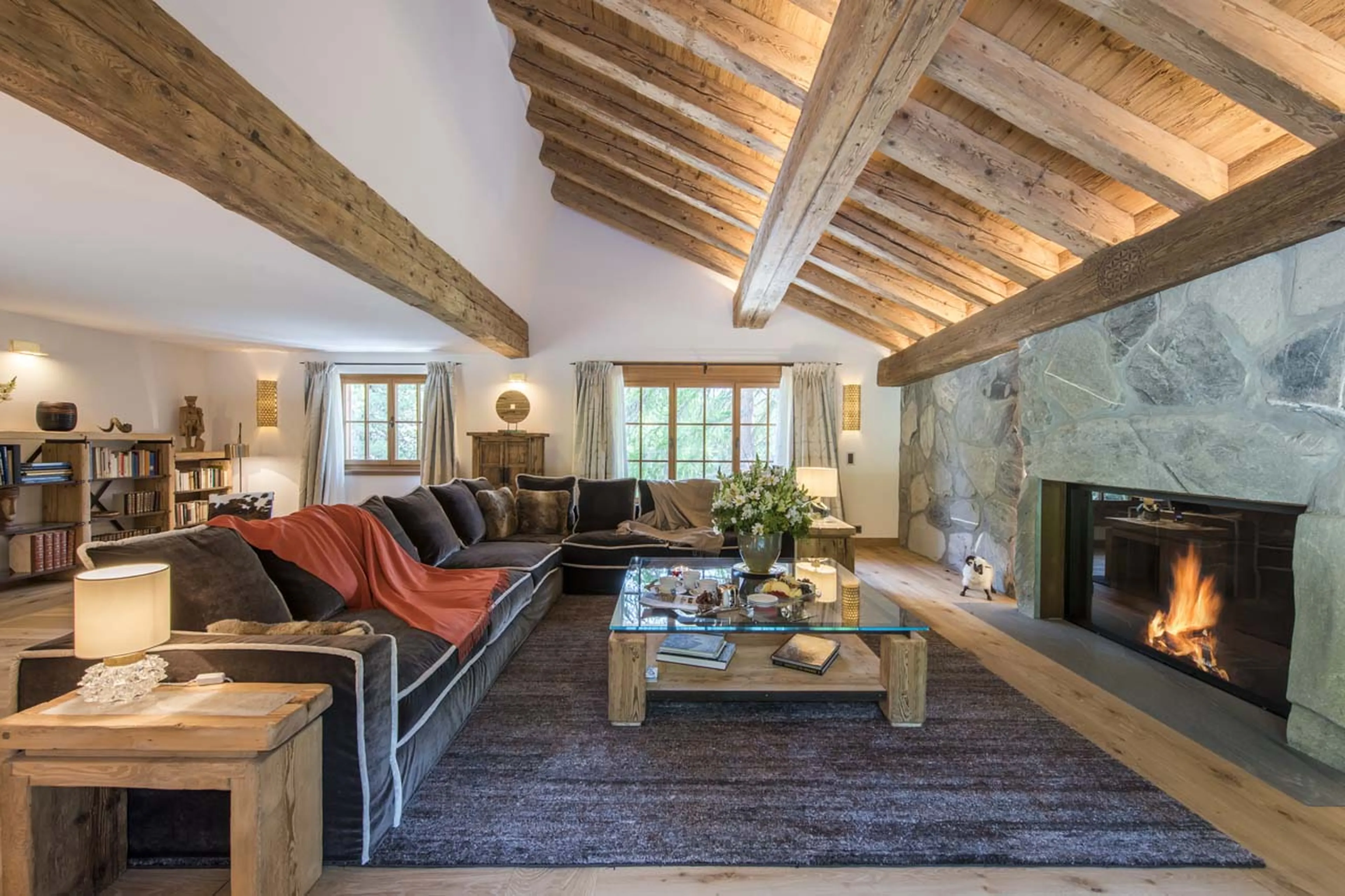 Living room at Chesa El Toula in St Moritz