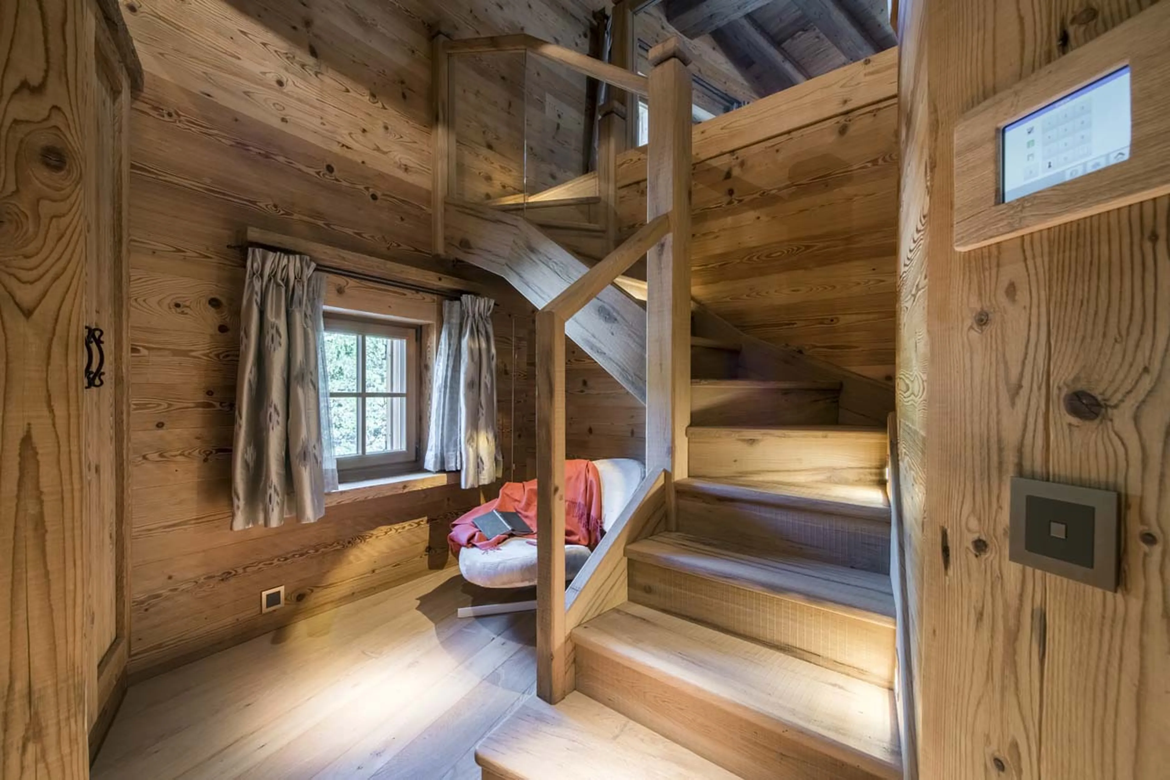 Bedroom one staircase at Chesa El Toula in St Moritz