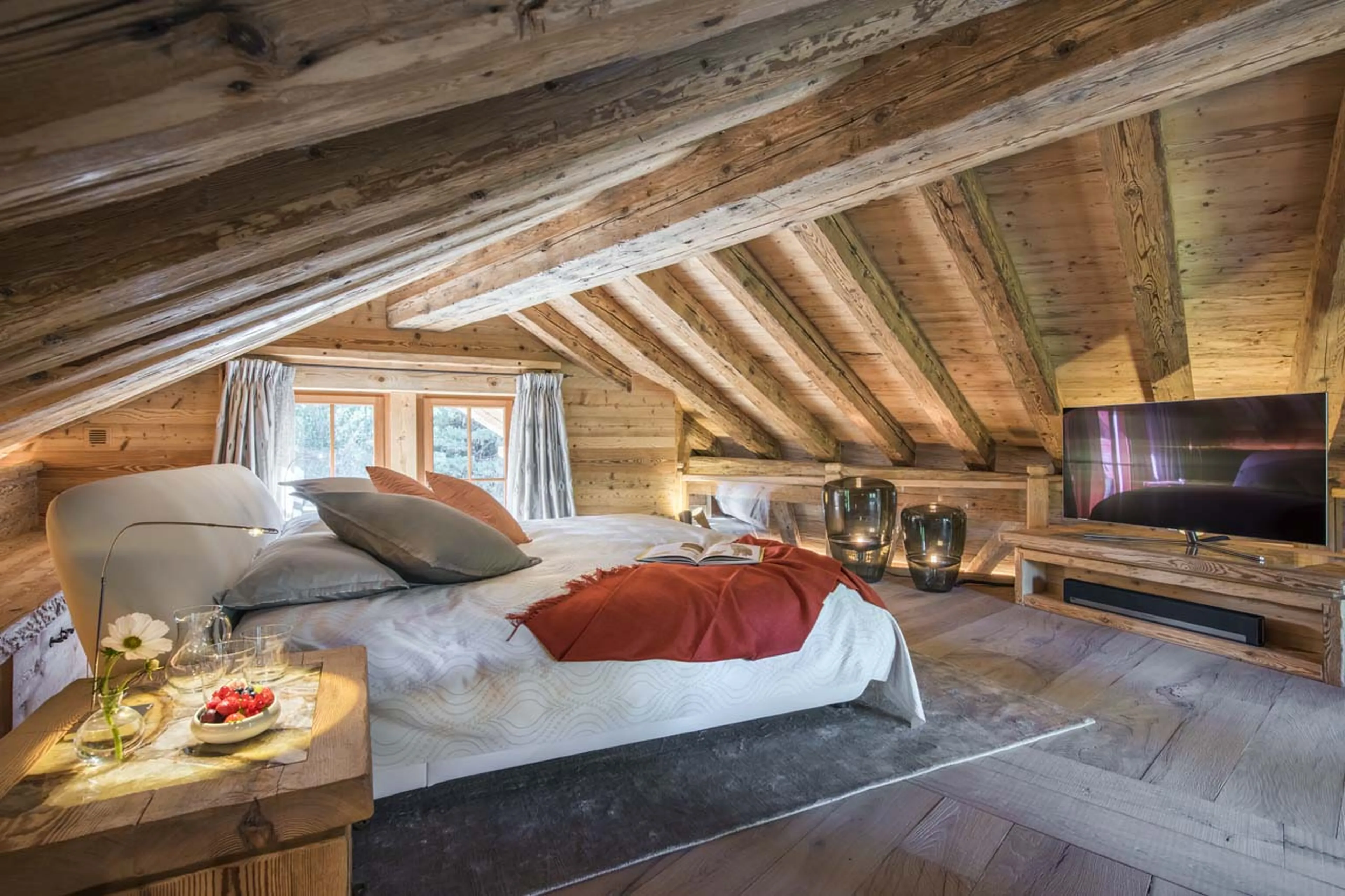 TV in bedroom one at Chesa El Toula in St Moritz