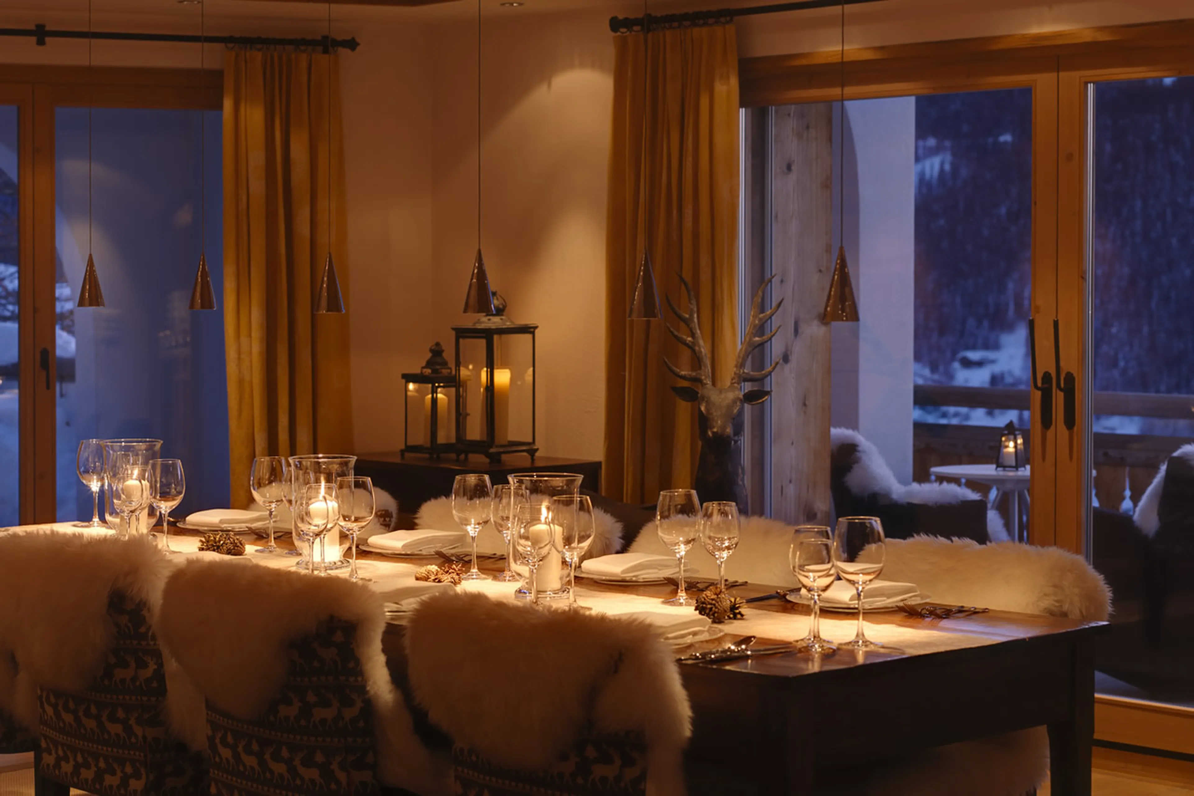 Dining room of Chesa Falcun in Klosters