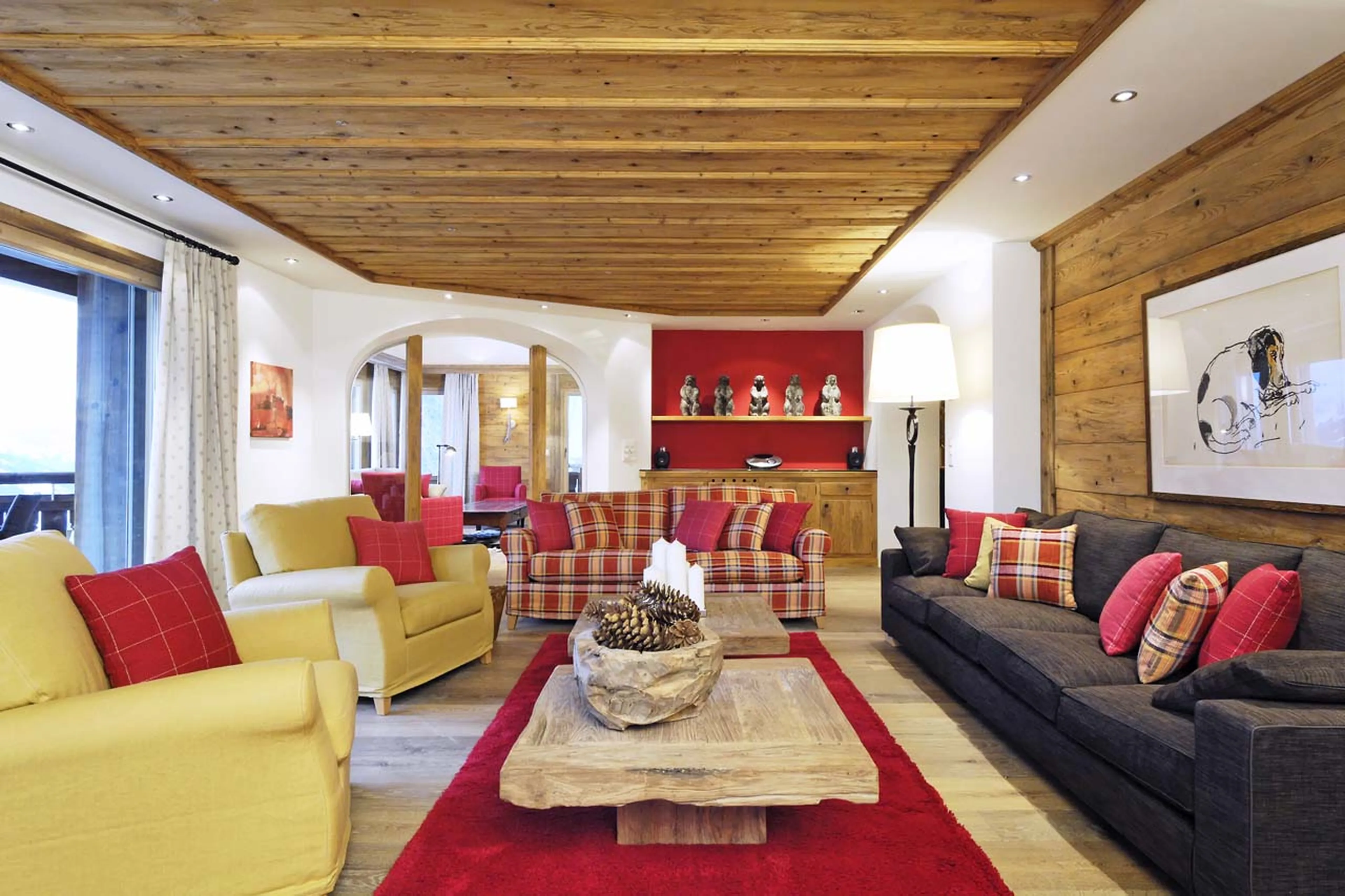 Bright and spacious living room of Chesa Falcun in Klosters