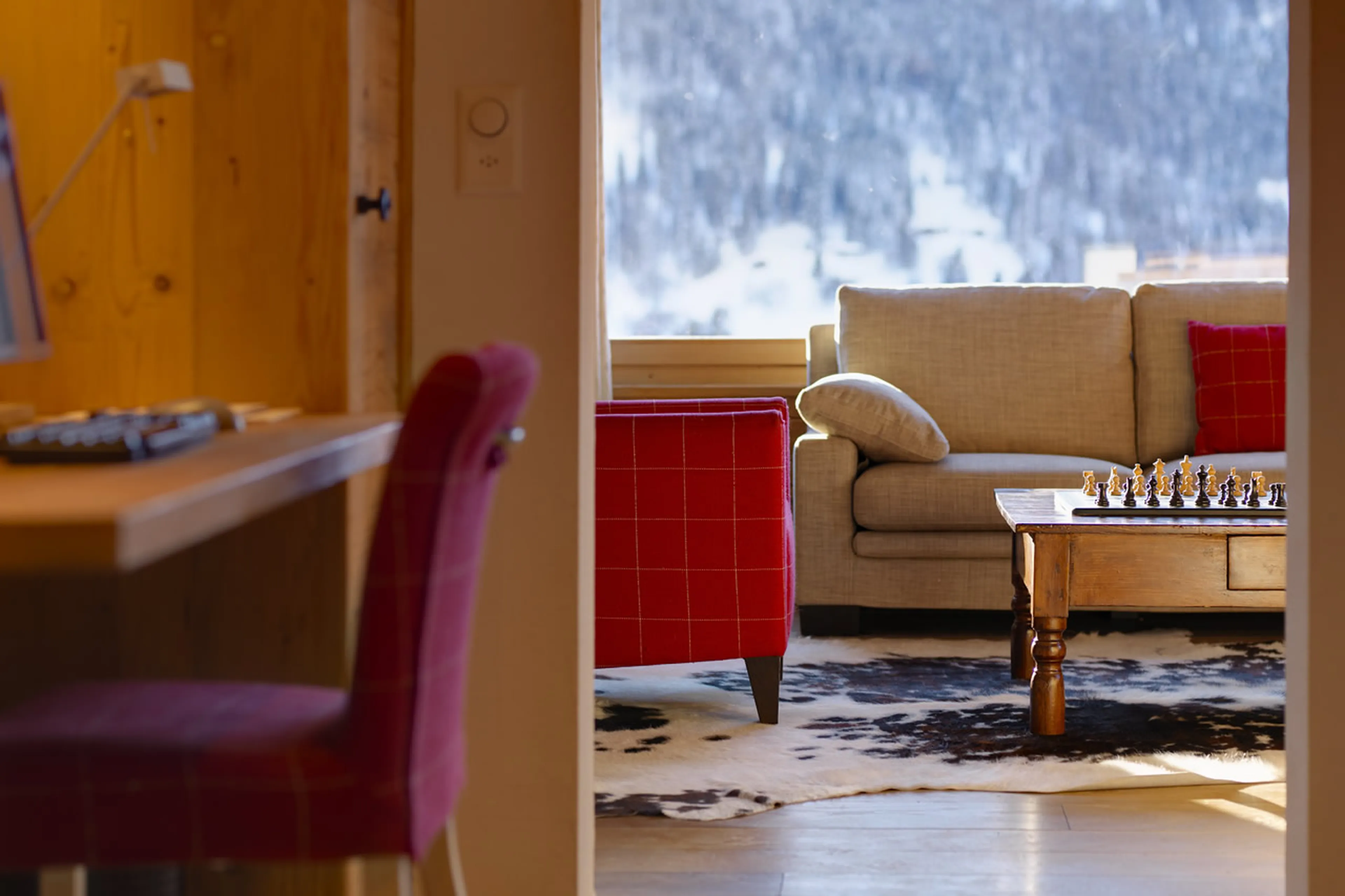 TV room from study in Chesa Falcun in Klosters