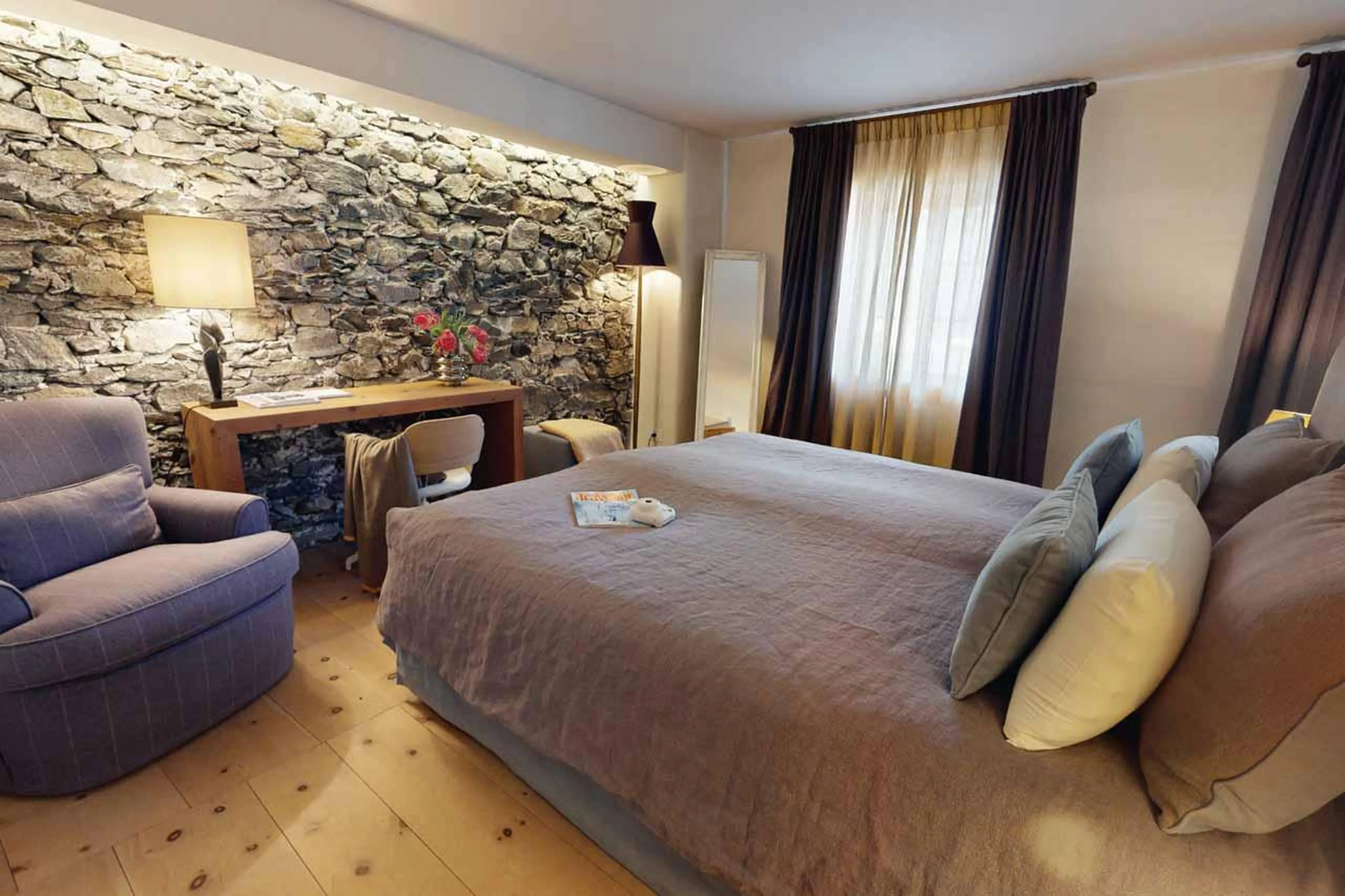 Bedroom at Chesa Laret in St Moritz