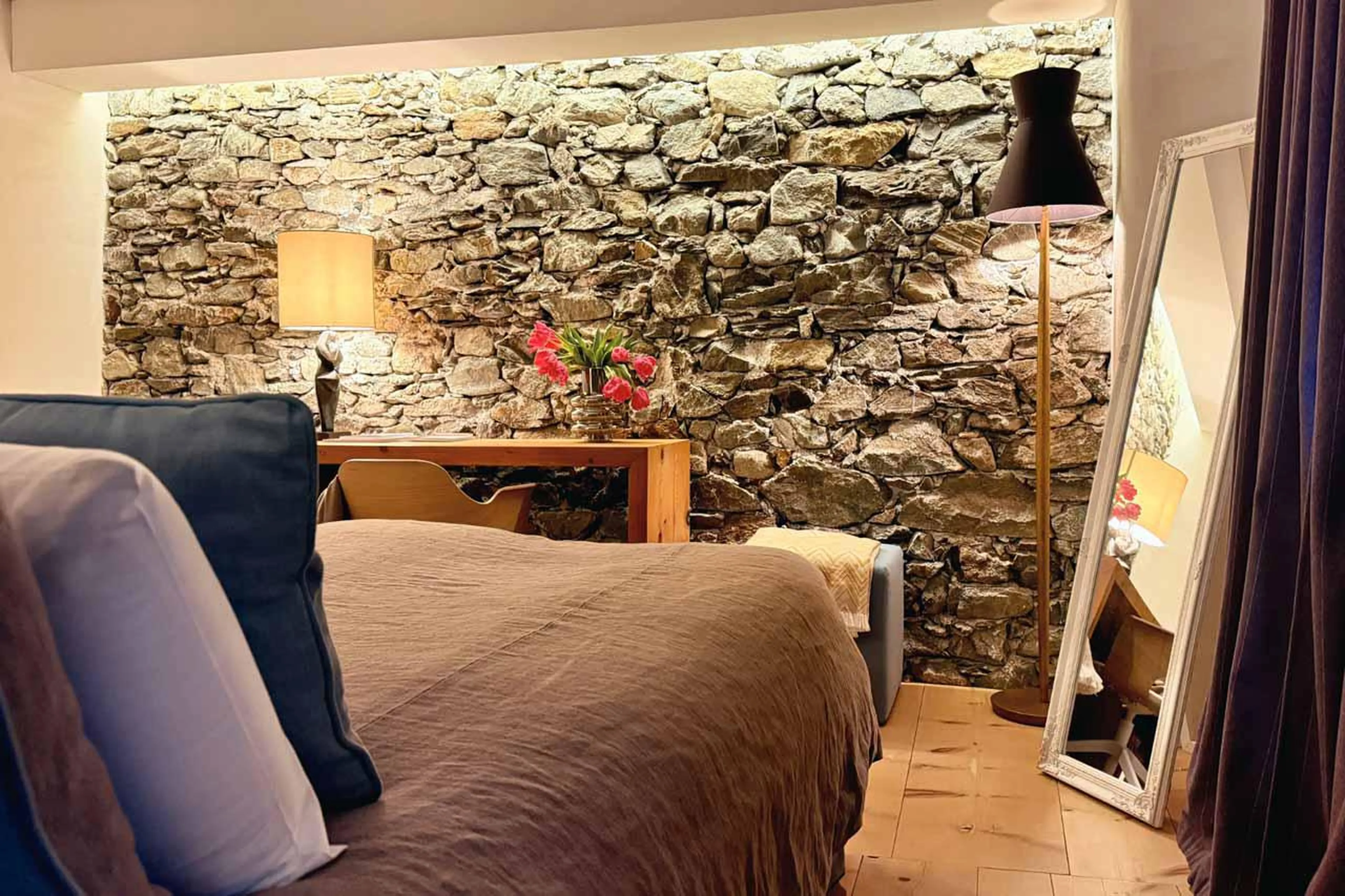 Bedroom at Chesa Laret in St Moritz