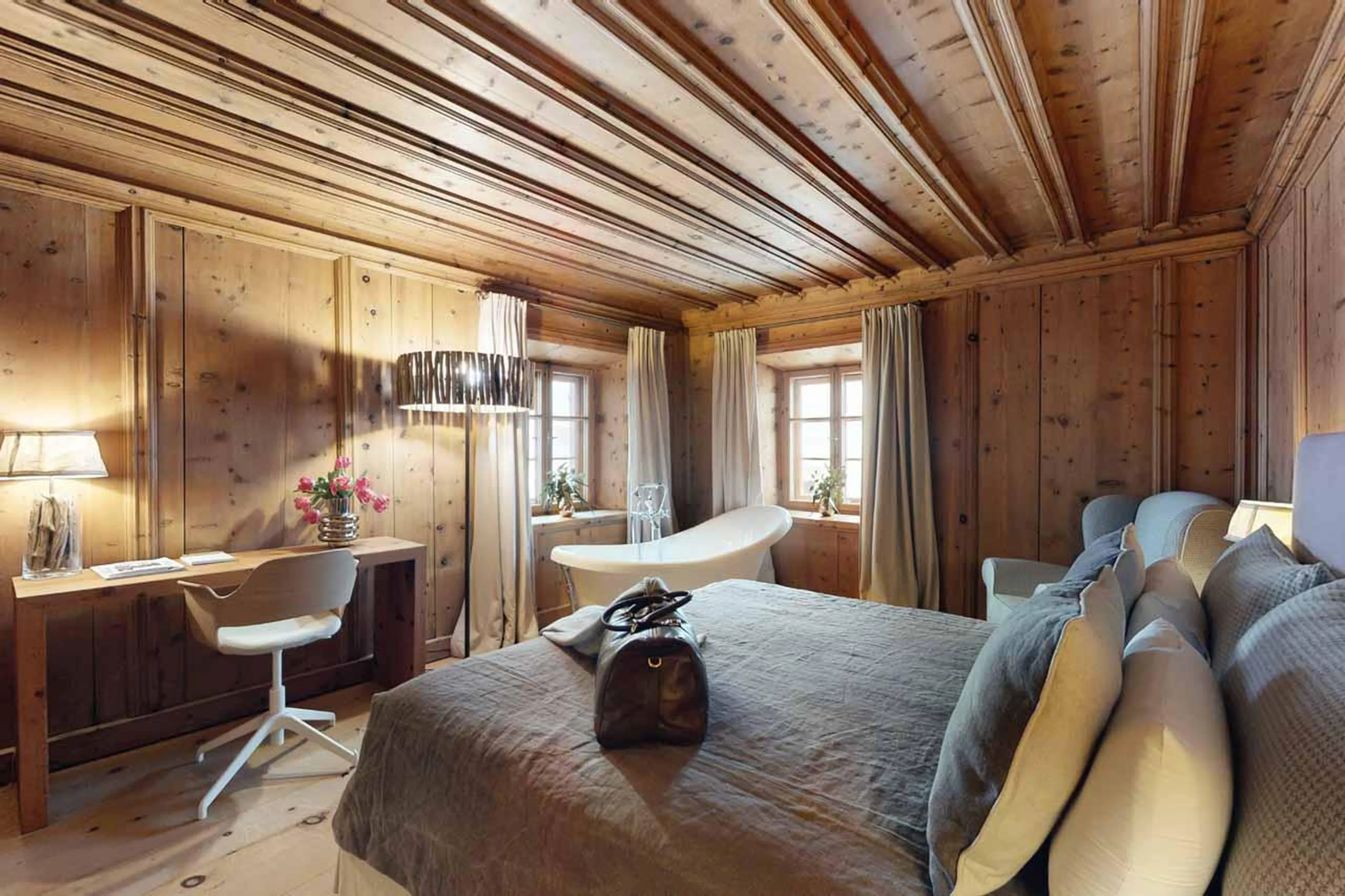 Double bedroom at Chesa Laret in St Moritz