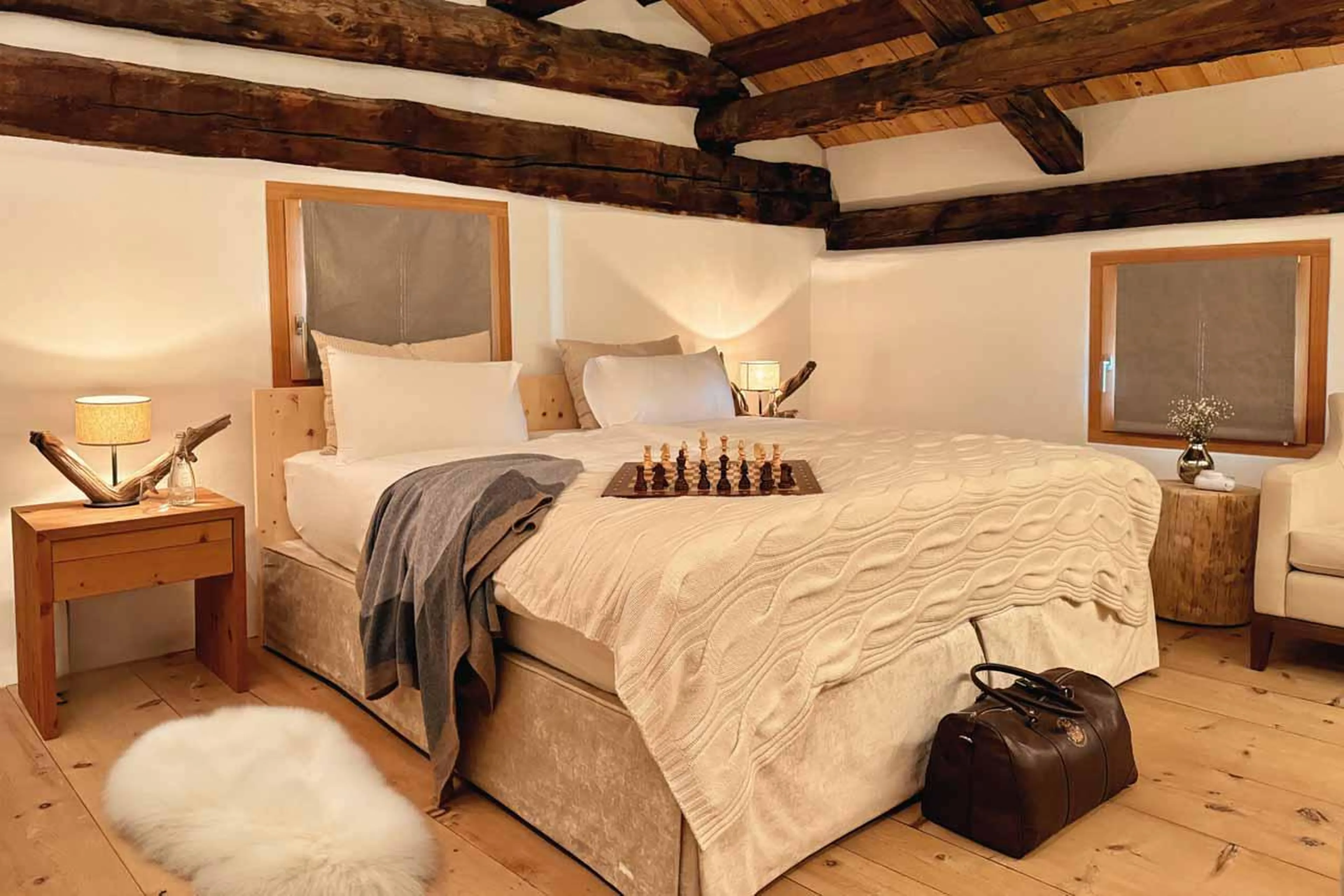 Double bedroom at Chesa Laret in St Moritz
