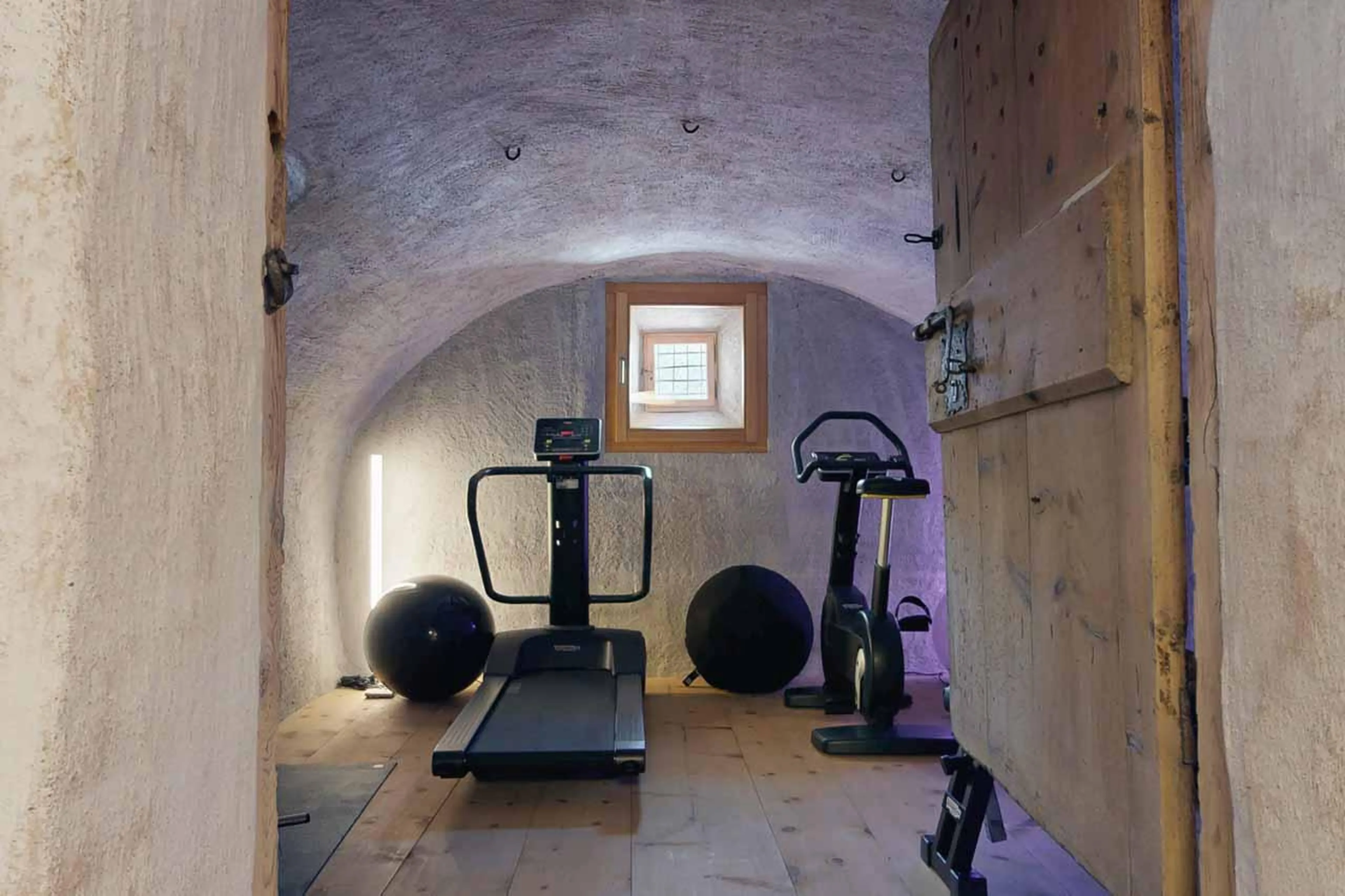 Fitness room in Chesa Laret in St Moritz
