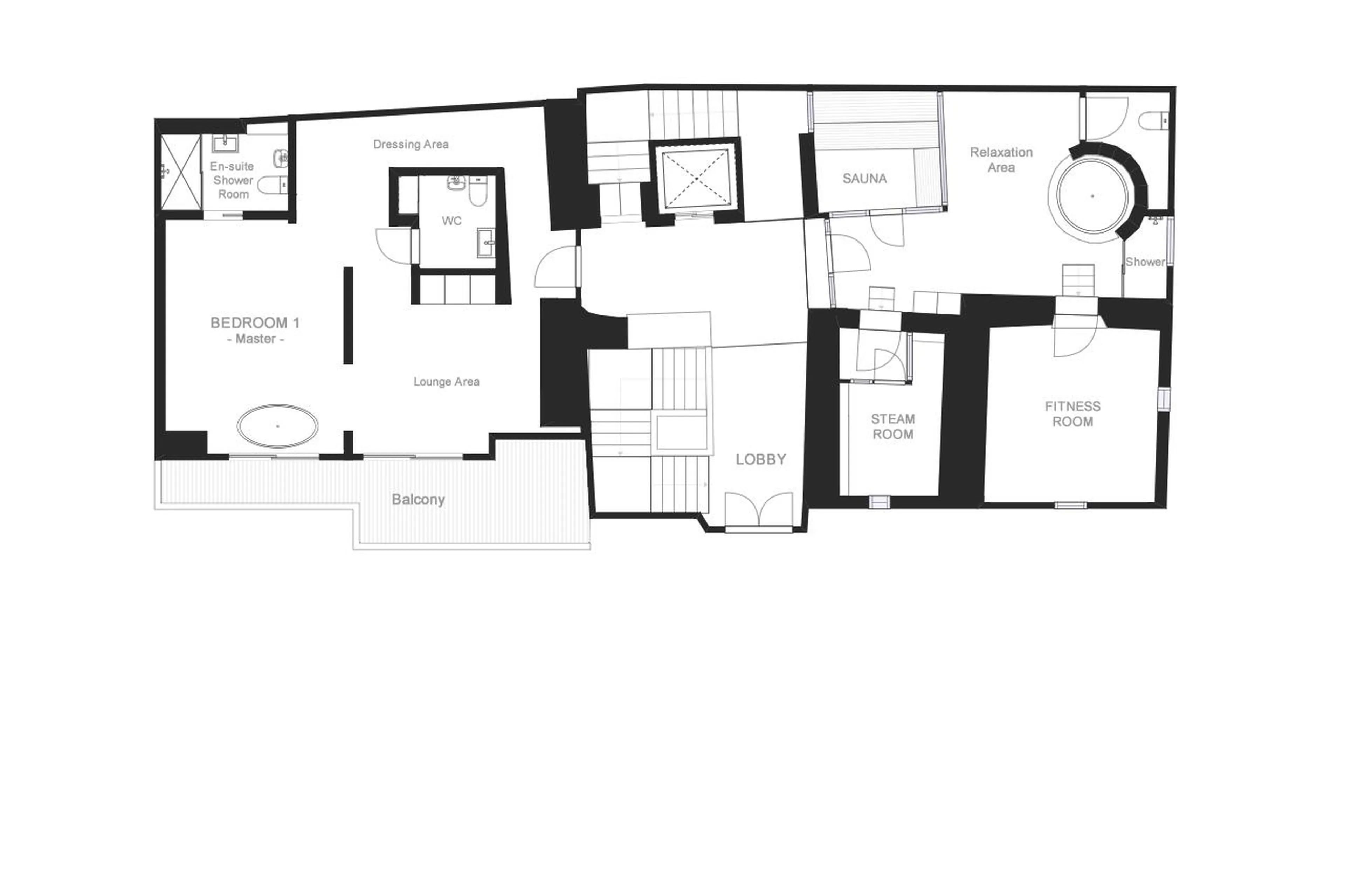 Level 1 floor plans of Chesa Laret in St Moritz