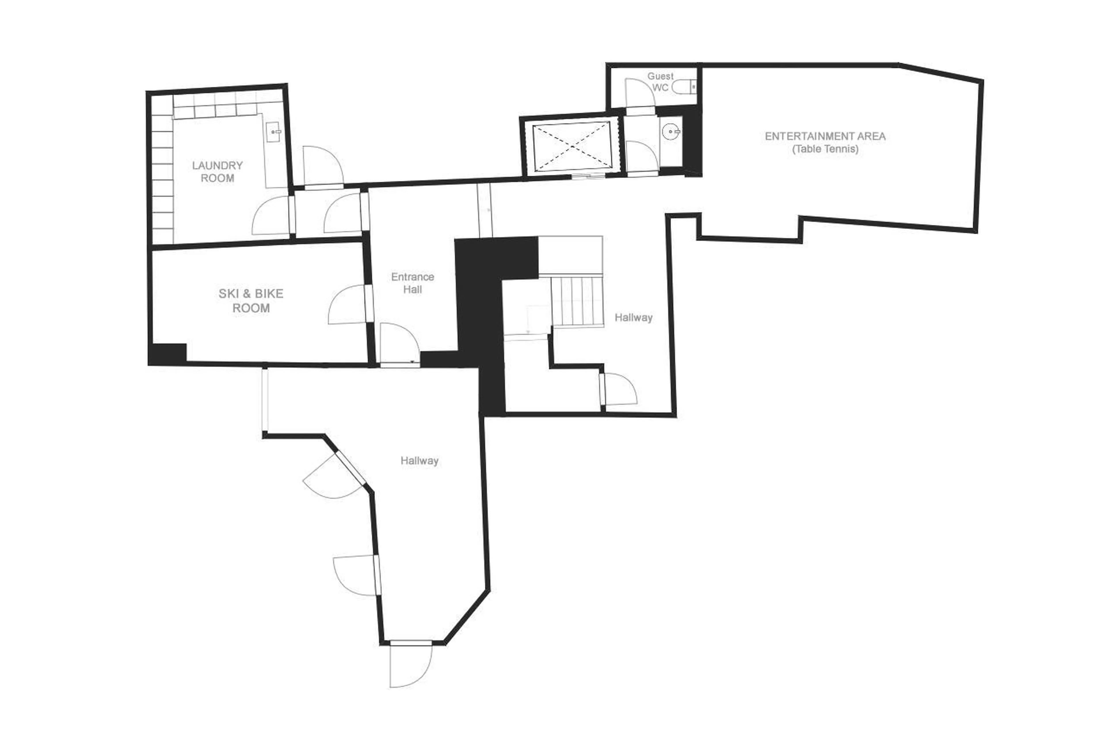 Level 0 floor plans of Chesa Laret in St Moritz