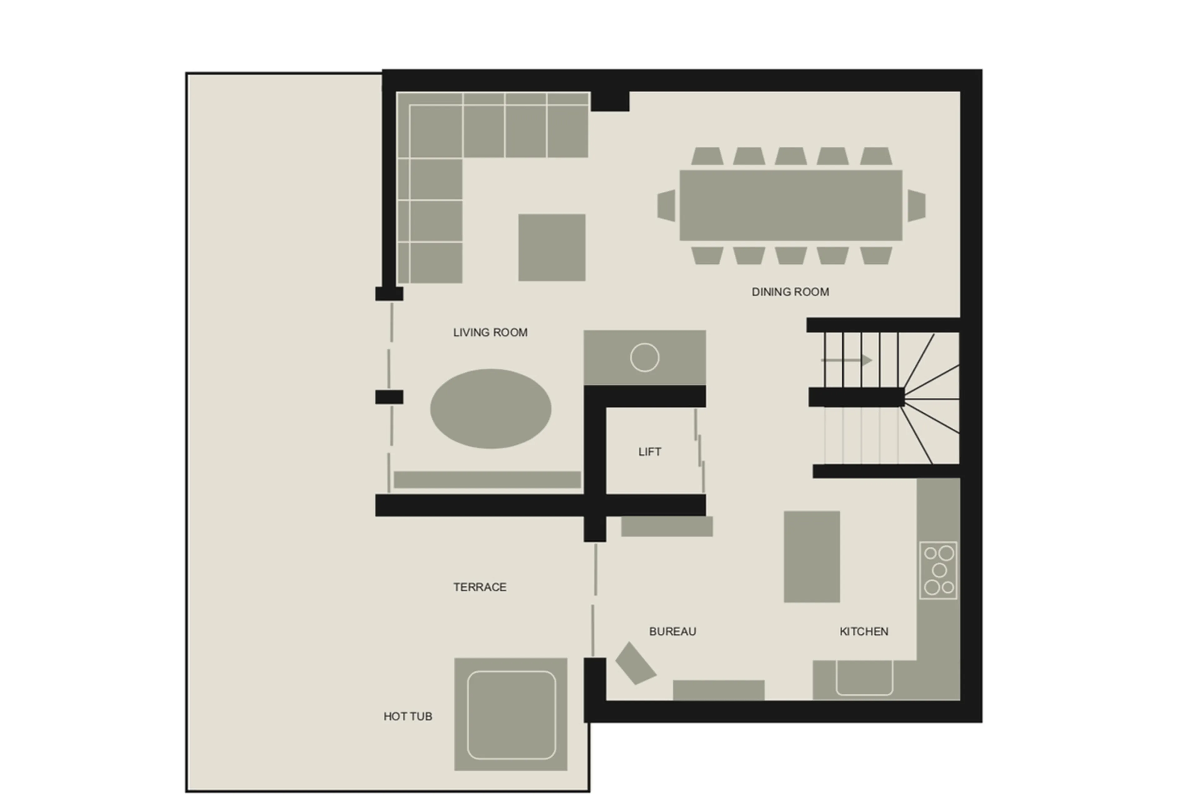 Level 2 floor plan of Chez Bugi in St Marin de Belleville