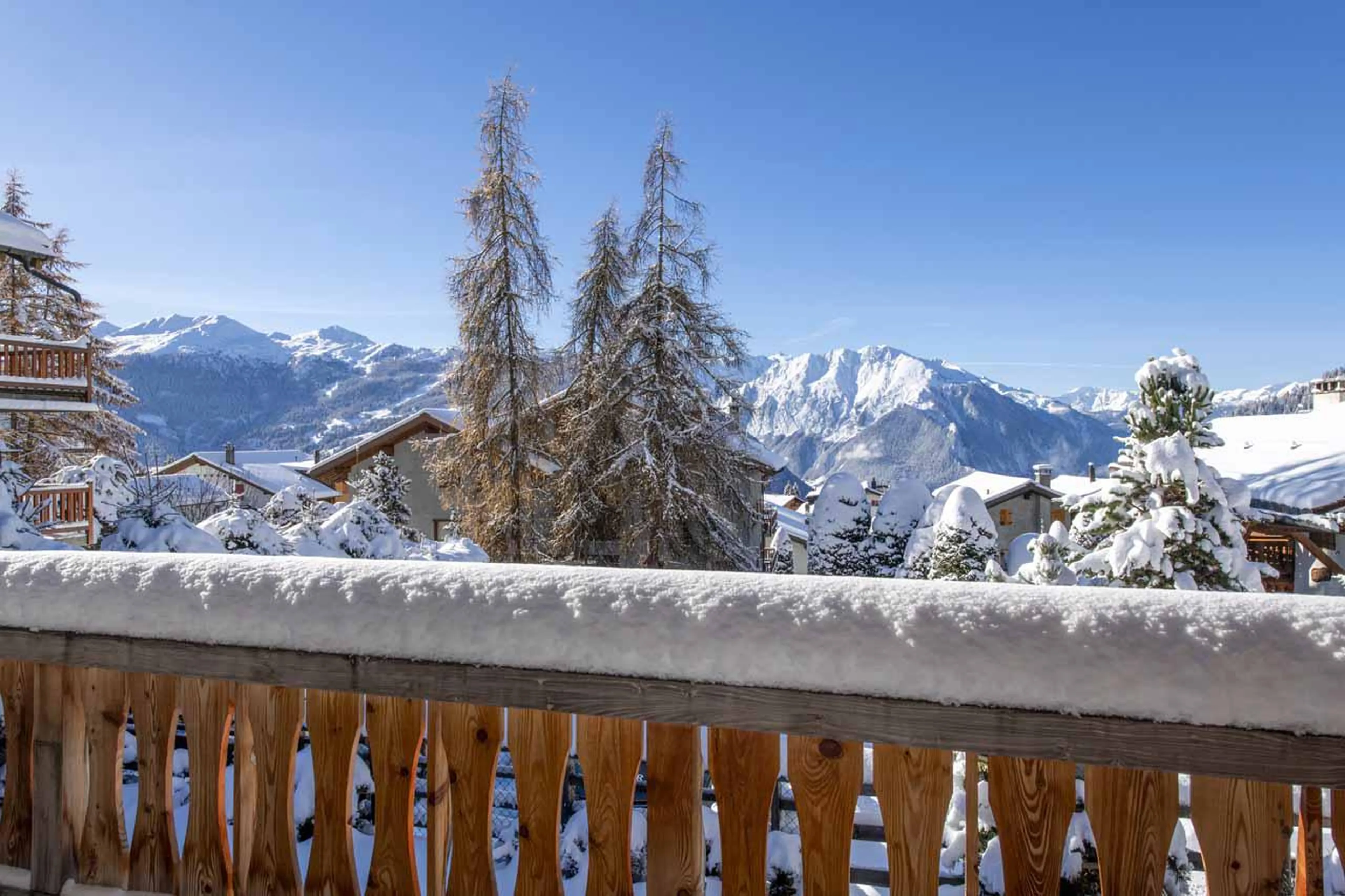 South-facing balconies at Chalet Daphne in Verbier