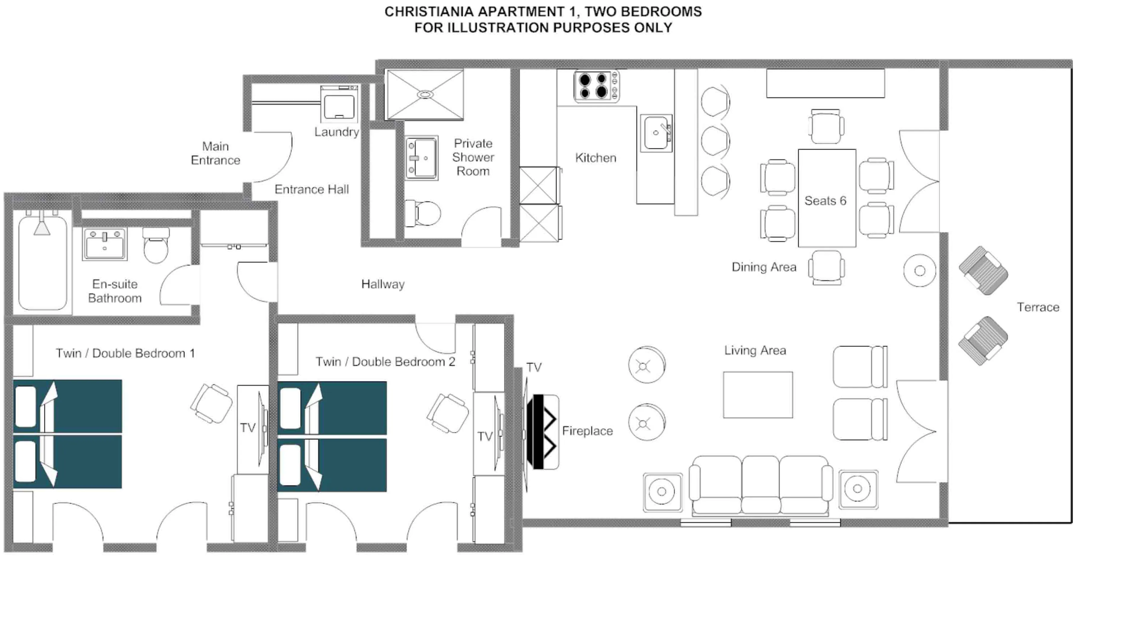 Floor plan of Christiania 1 Apartment in Zermatt