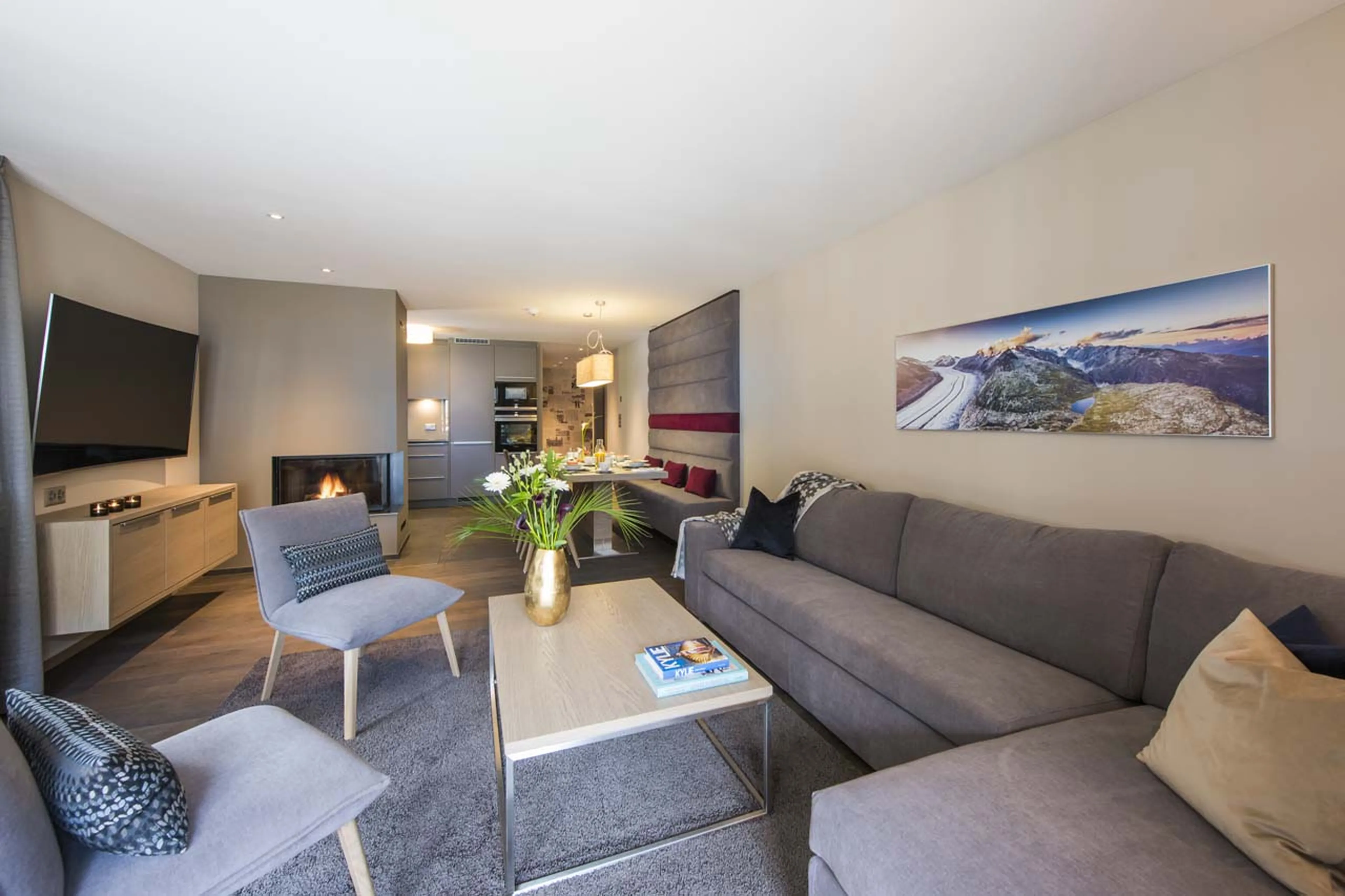 Apartment 3 living area in Christiania Residence in Zermatt