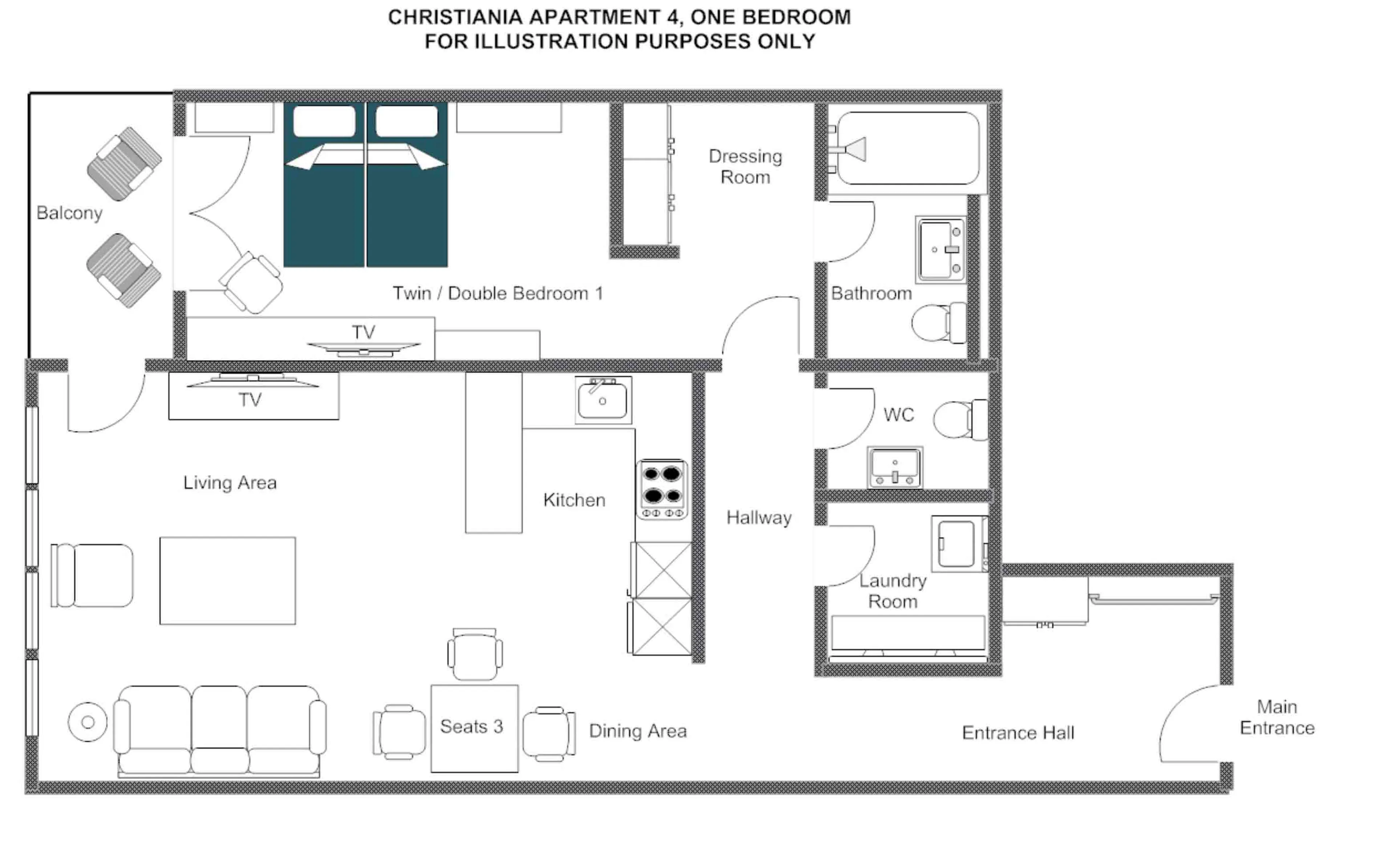 Floor plan of Christiania Apartment 4 in Zermatt