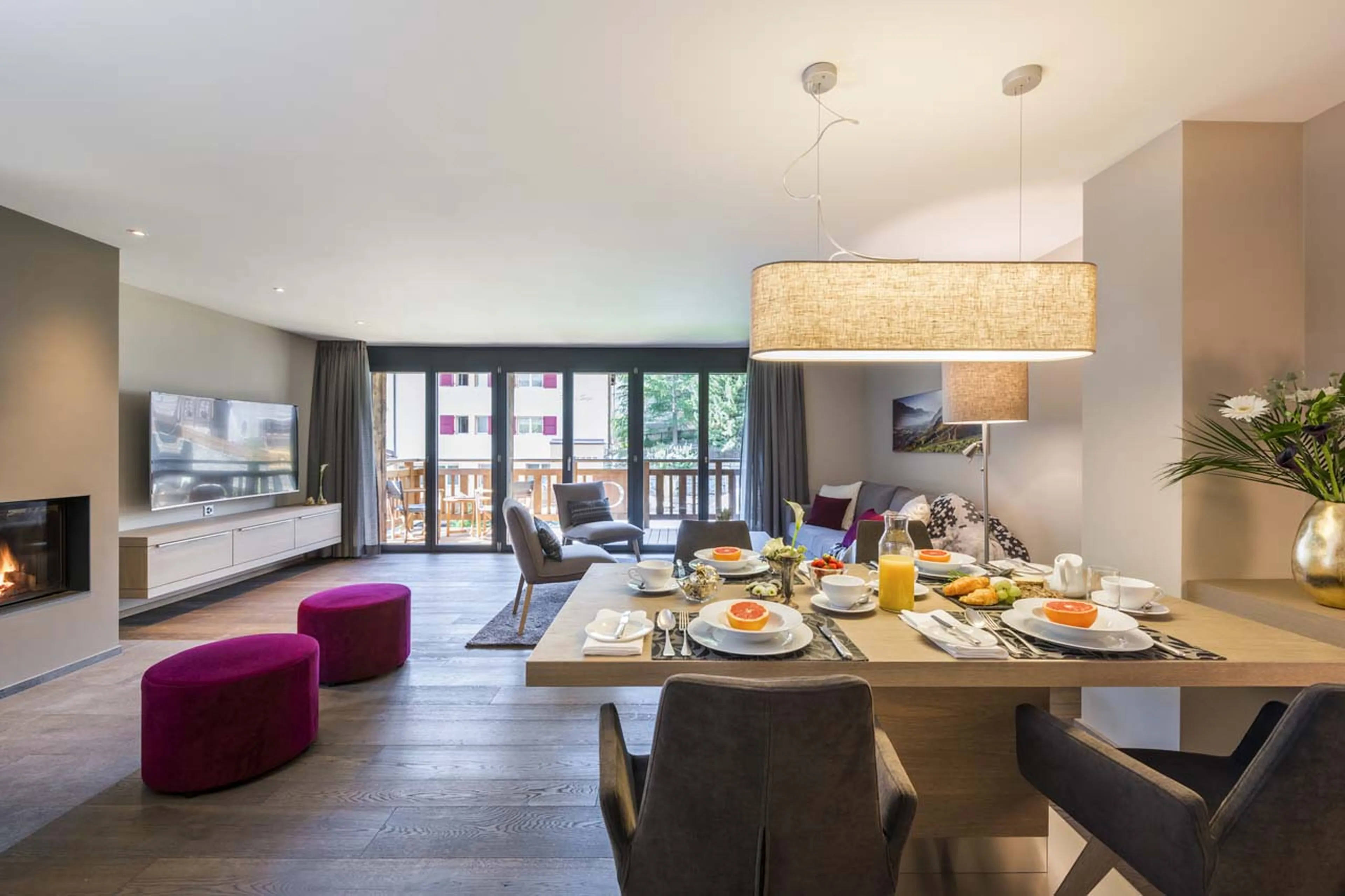 Dining table at Christiania Apartment 5 in Zermatt