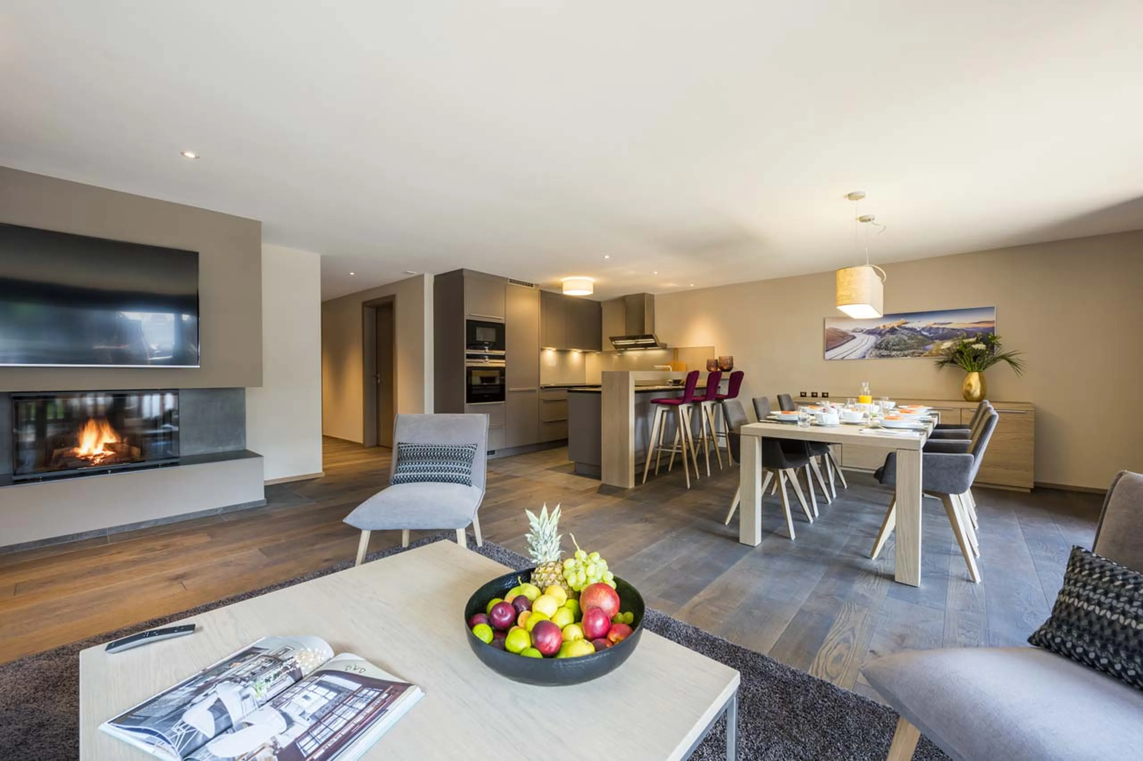 Apartment 6 living area in Christiania Residence in Zermatt