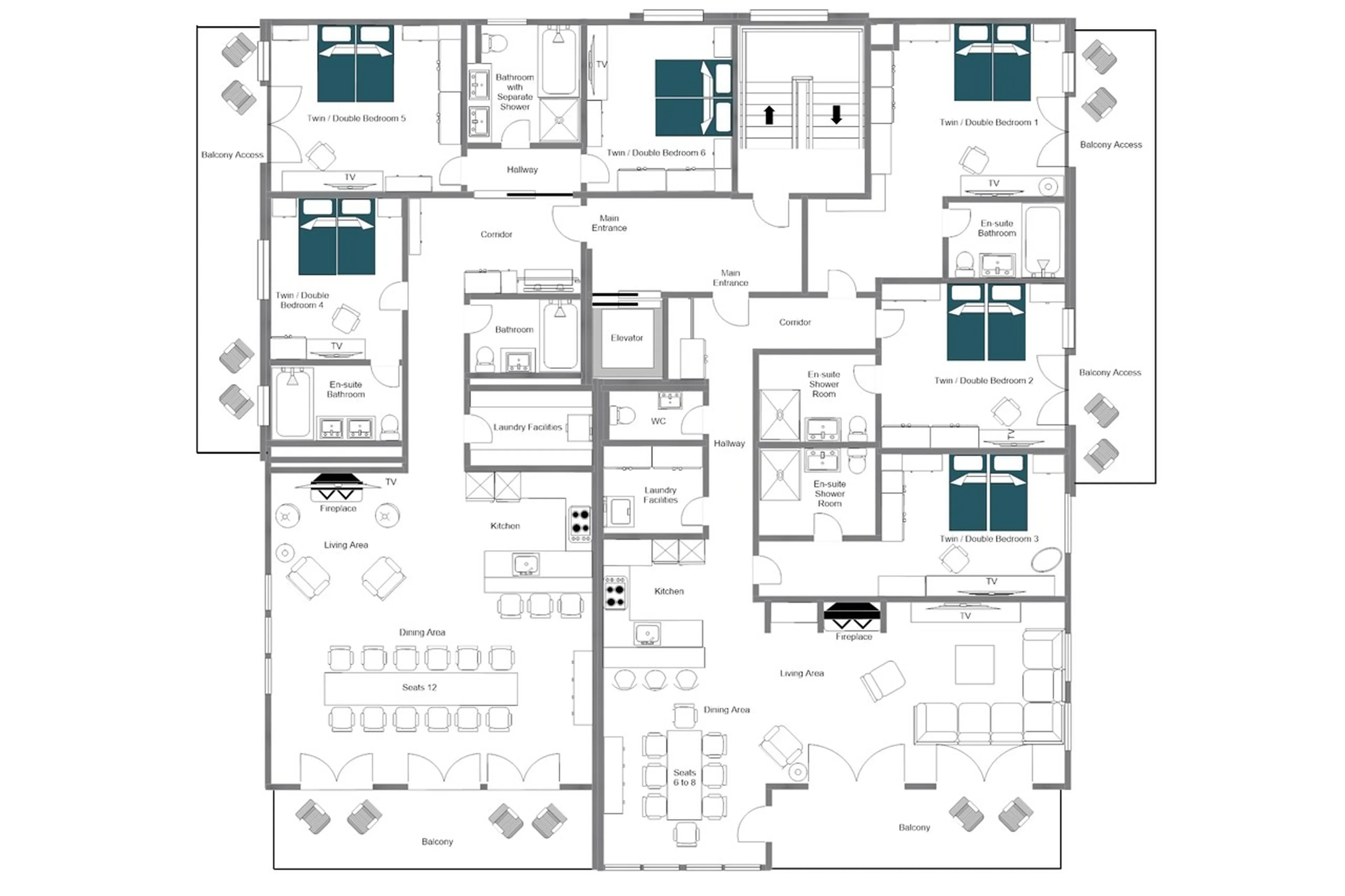 Floor plan of Christiania Apartment 7 in Zermatt