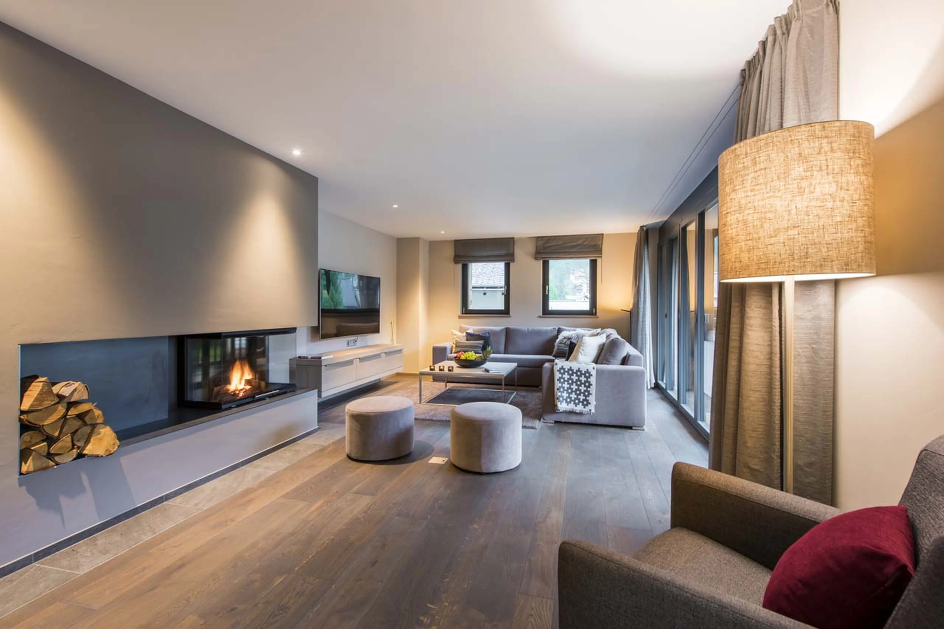 Spacious living area at Christiania Apartment 7 in Zermatt