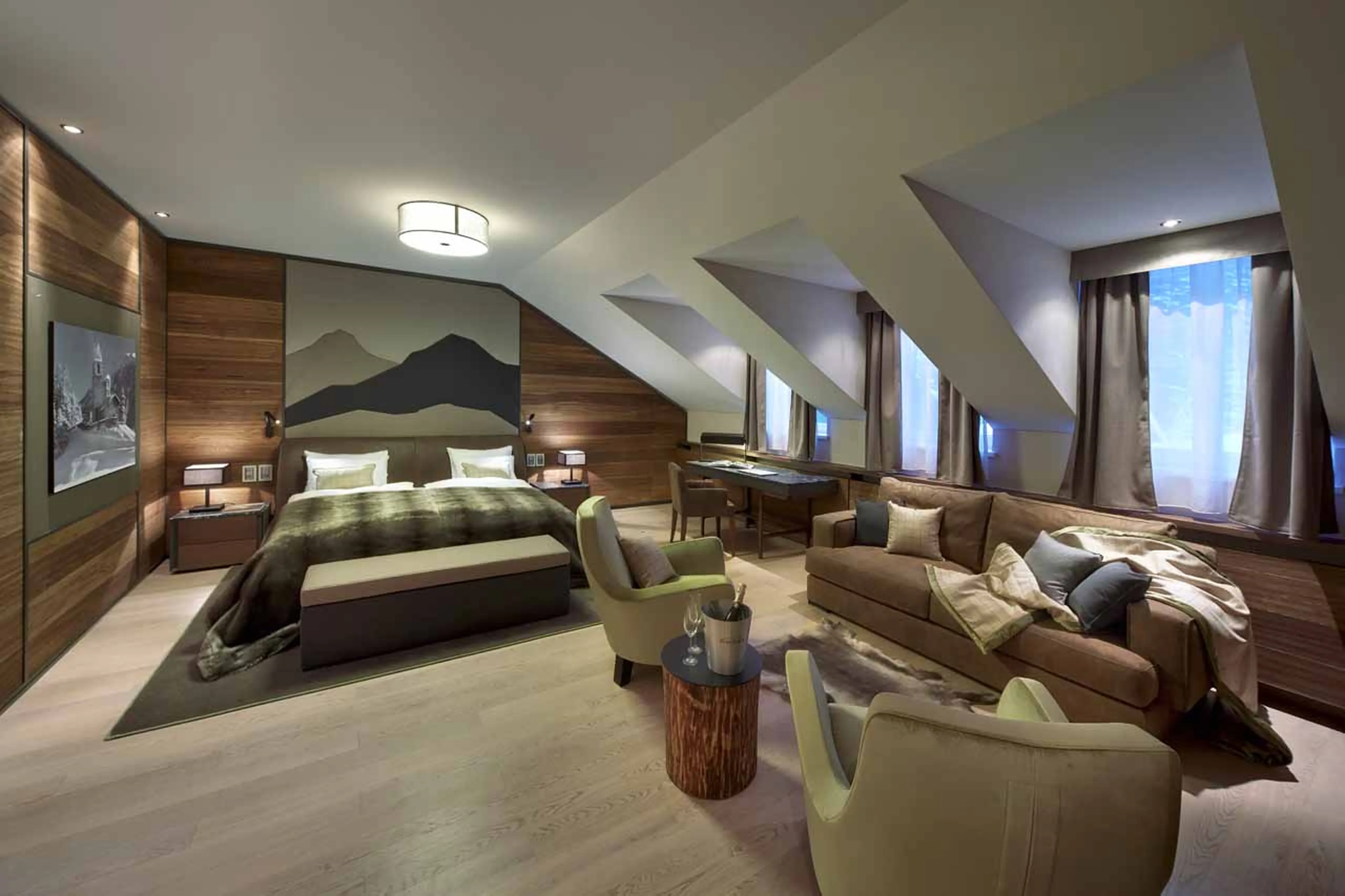 Master suite at Corvatsch Tower in St Moritz