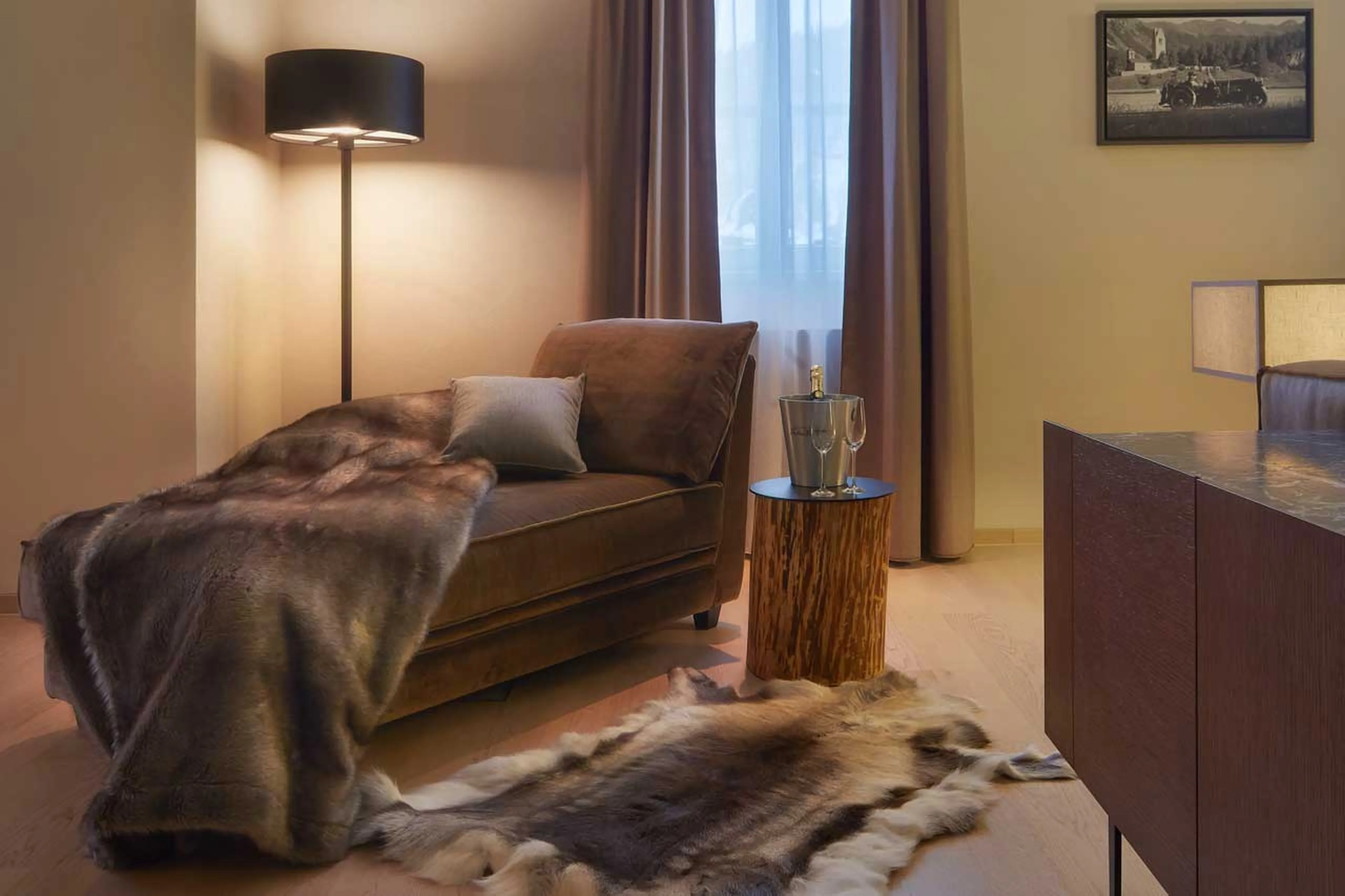 Chaise lounge at Corvatsch Tower in St Moritz