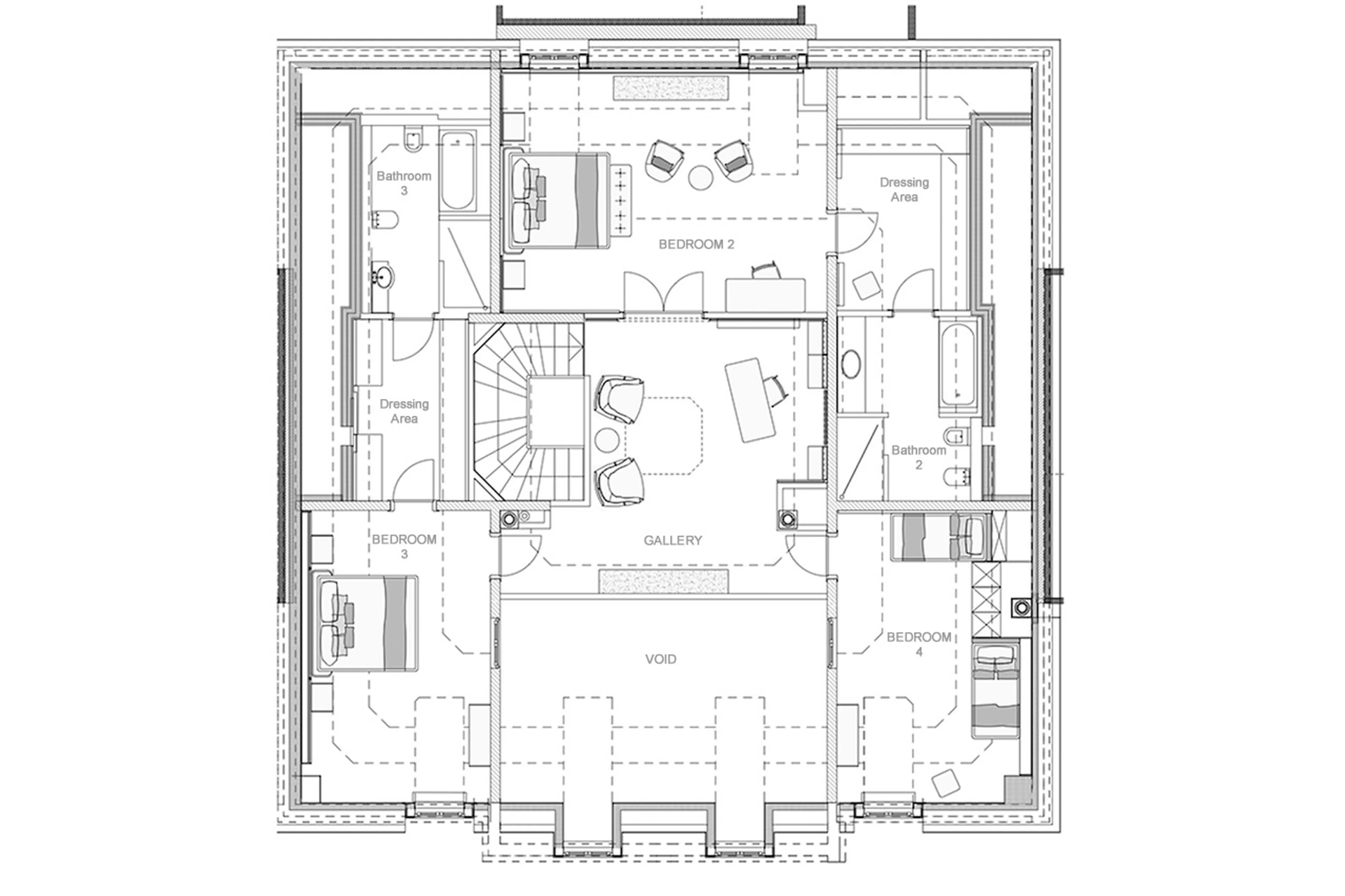 Level 4 floor plan of Corviglia Tower in St Moritz