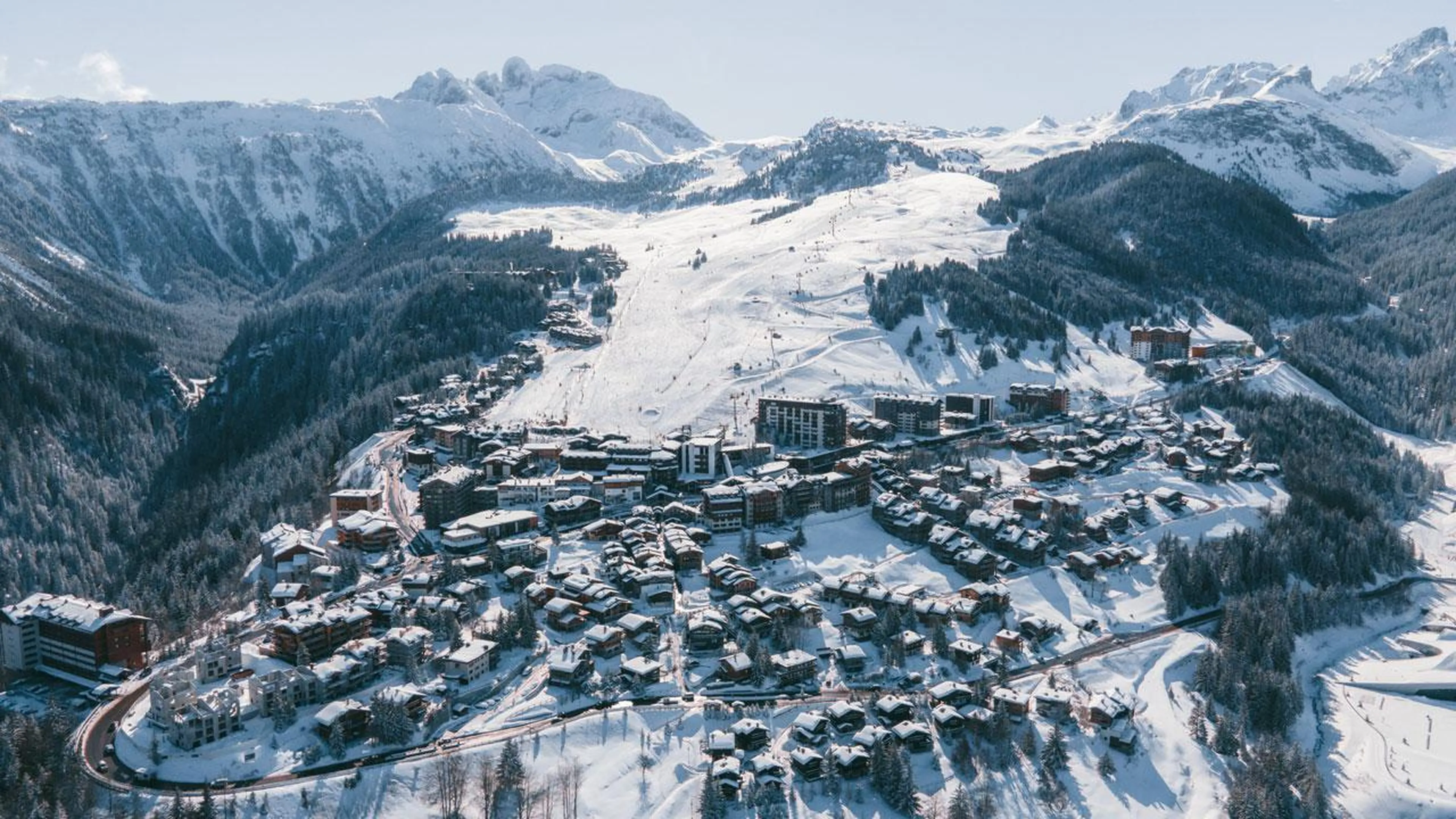 Aerial view of Courchevel 1650 in France