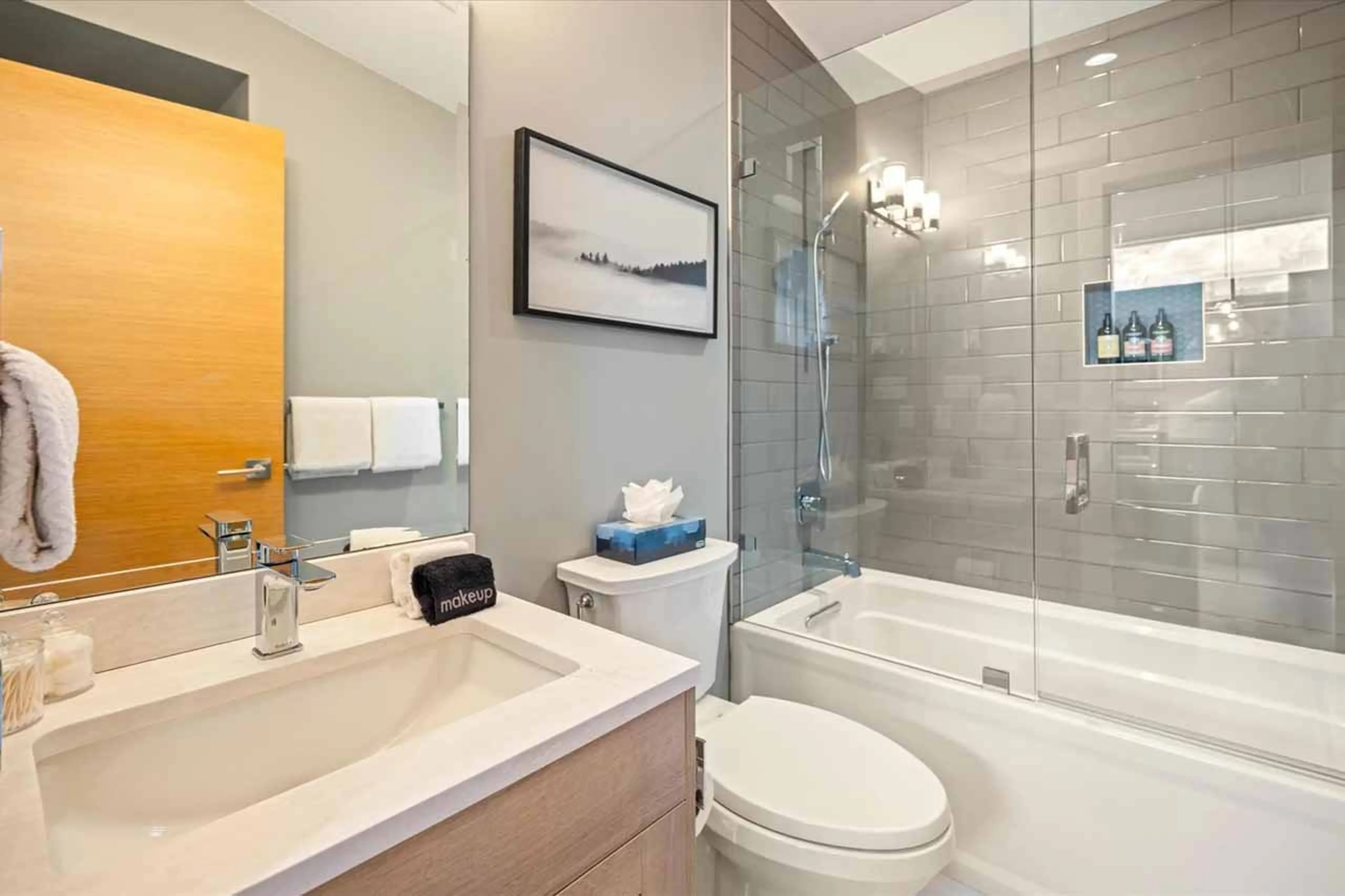 Suite bathroom at Cypress Links in Whistler