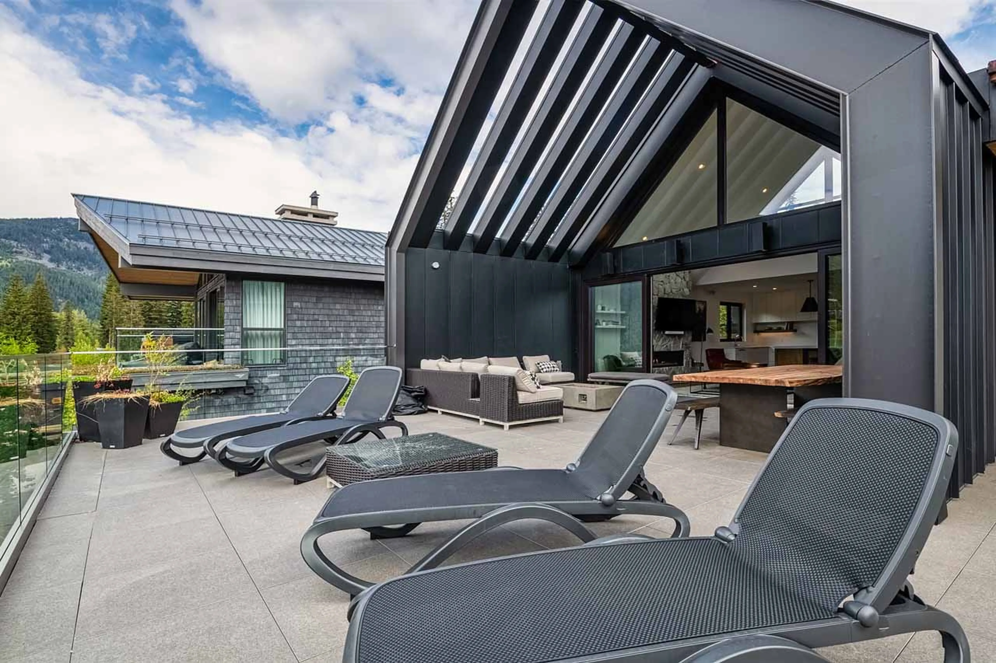 Entertainment area terrace at Cypress Sky Retreat in Whistler
