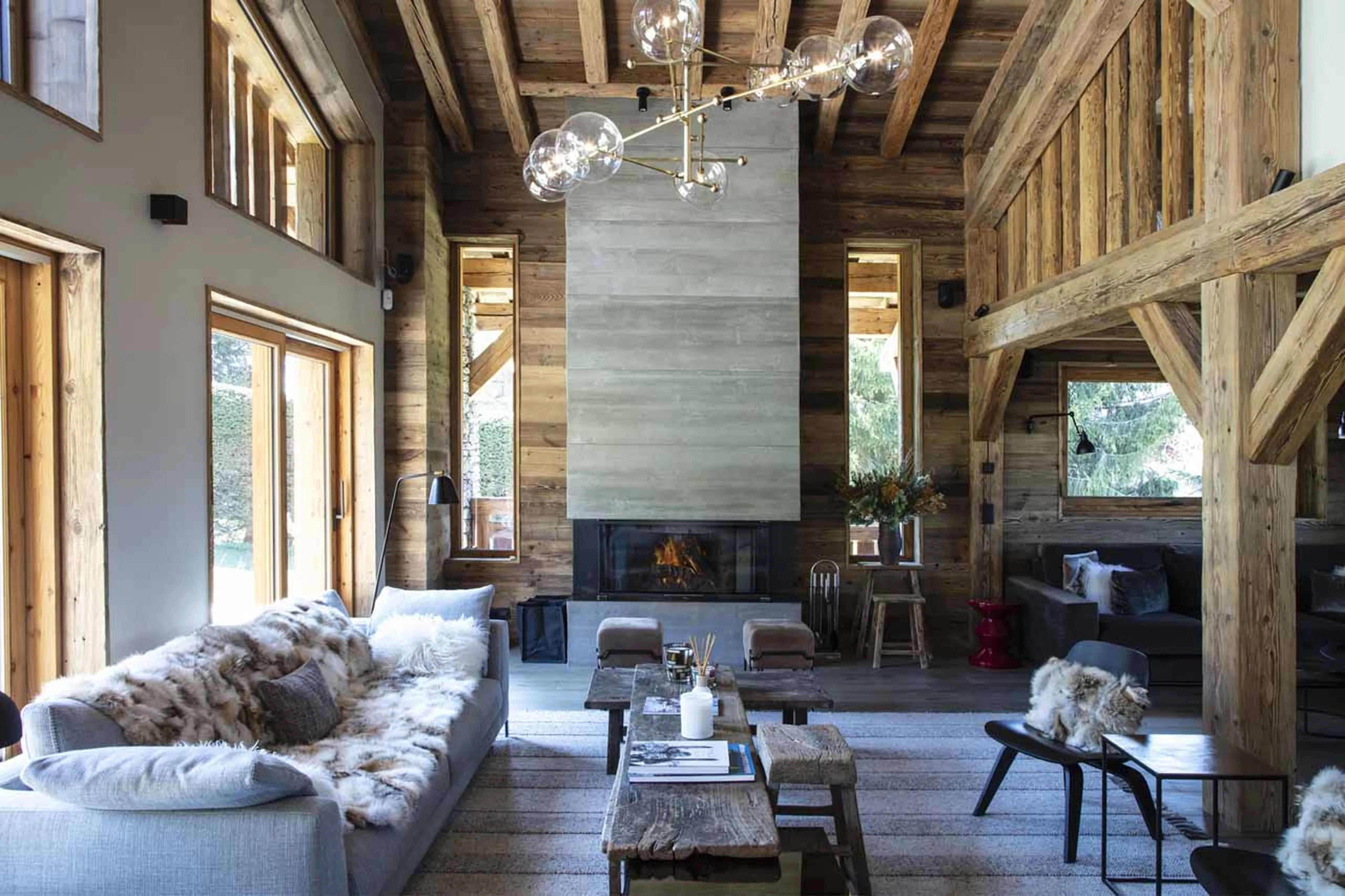 Living area at Chalet des Renards in Megeve