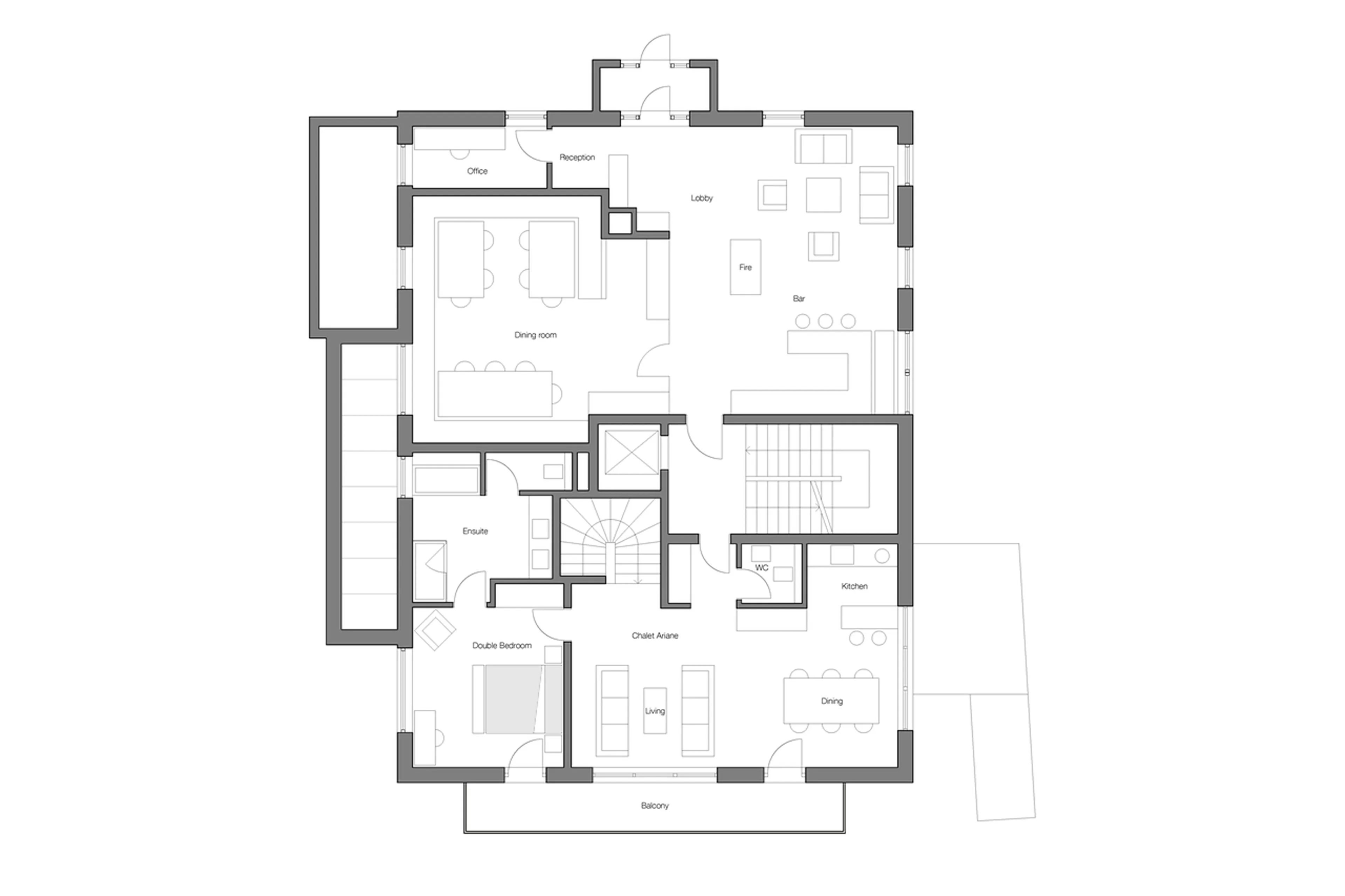 Level 0 floor plan of Apartment Ariana in St Anton