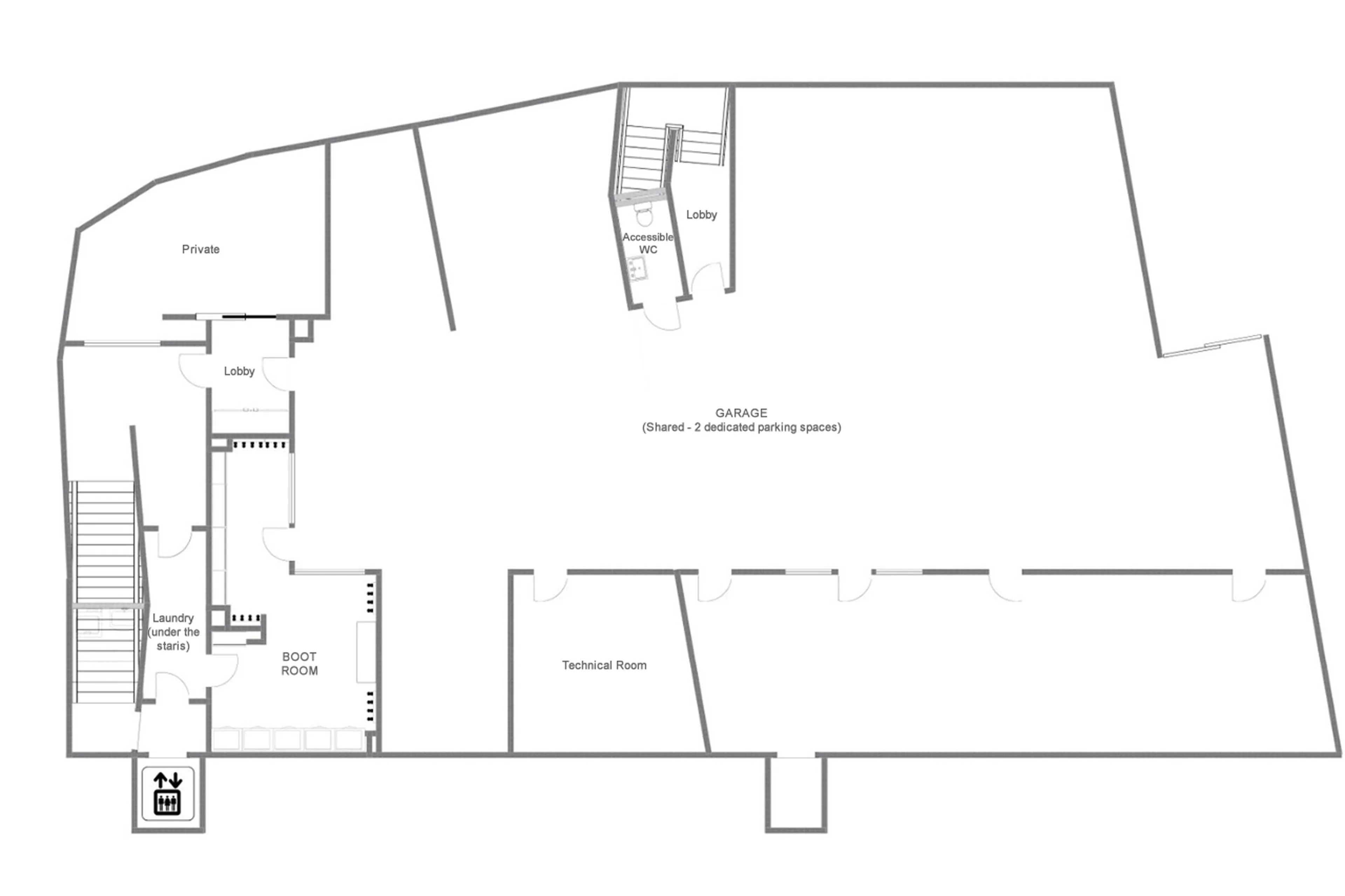 Level -2 floor plan of Chalet Etoile du Nord - West Wing in Val d'Isere