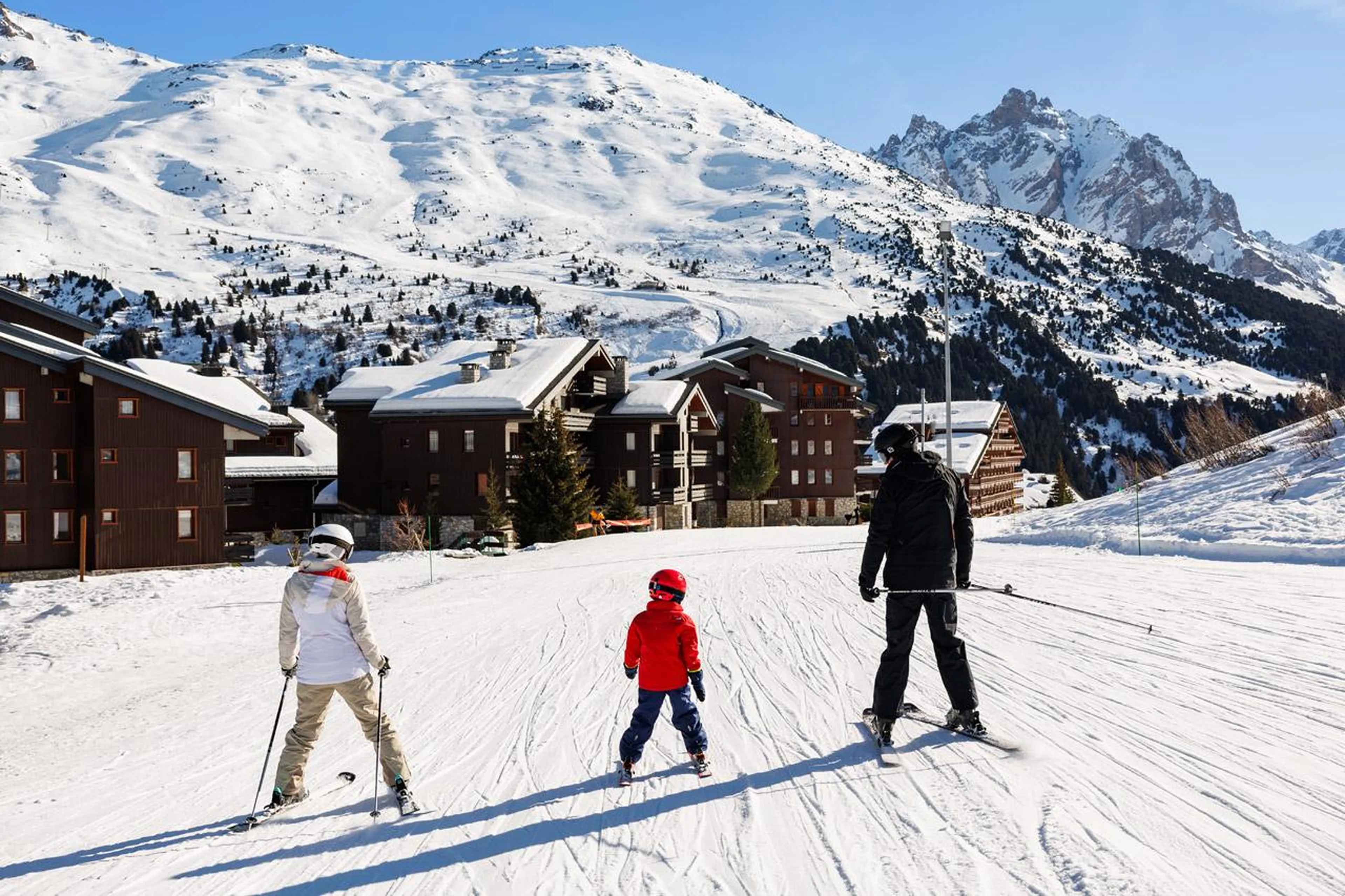 Family skiing in meribel