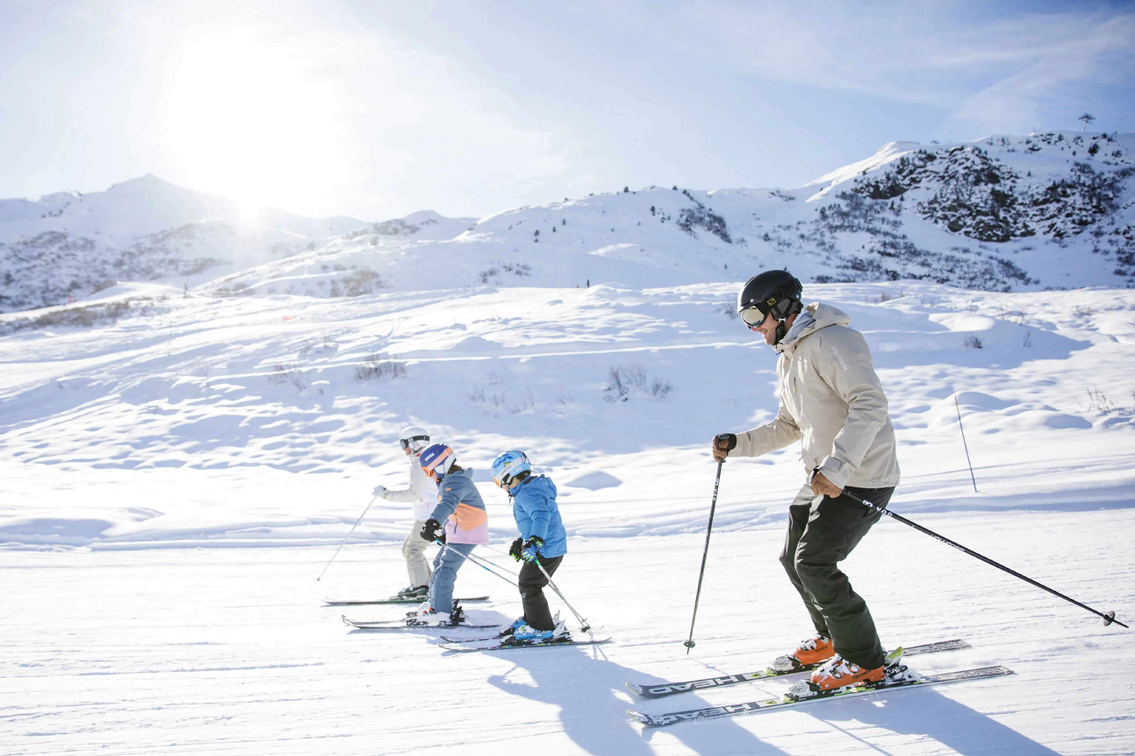 Family skiing in France