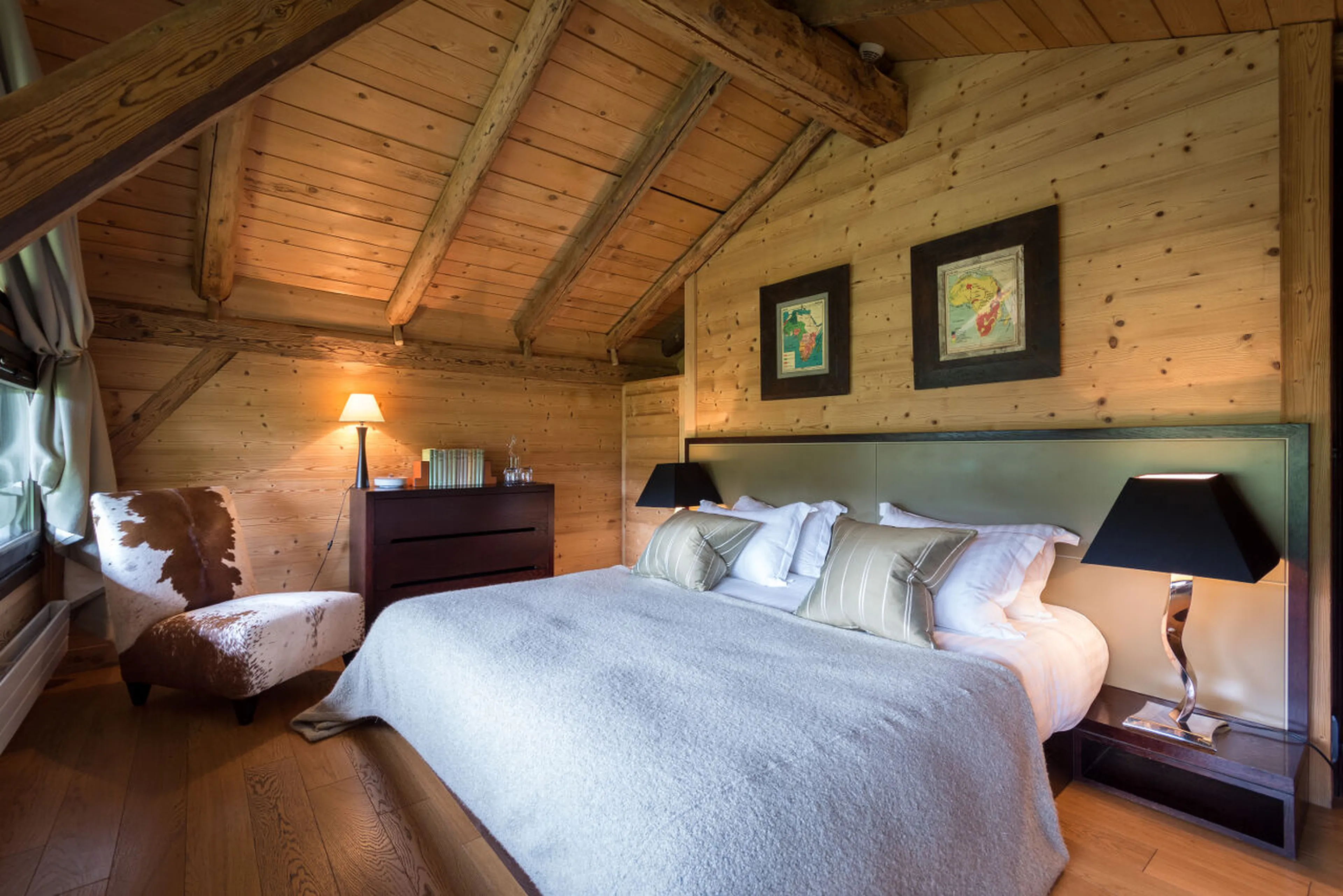 Stylishly furnished master bedroom in Ferme de Moudon in Les Gets