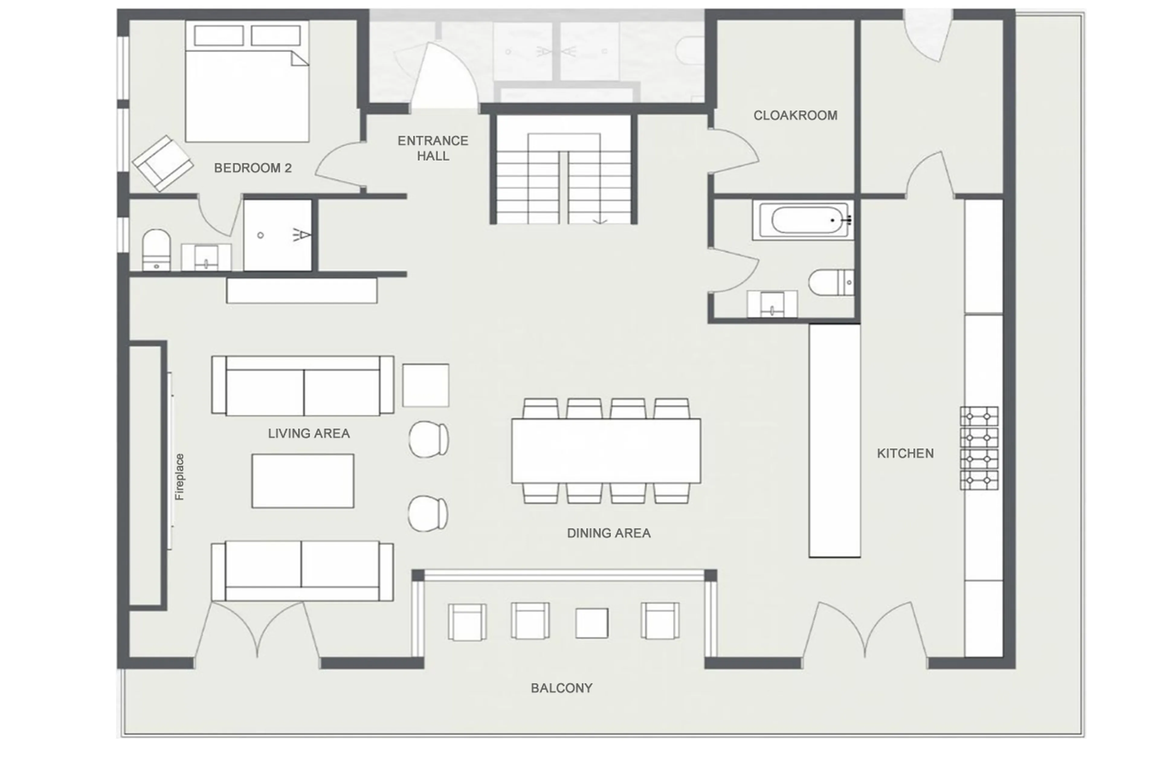Level 1 floor plan of Ferme de Moudon in Les Gets
