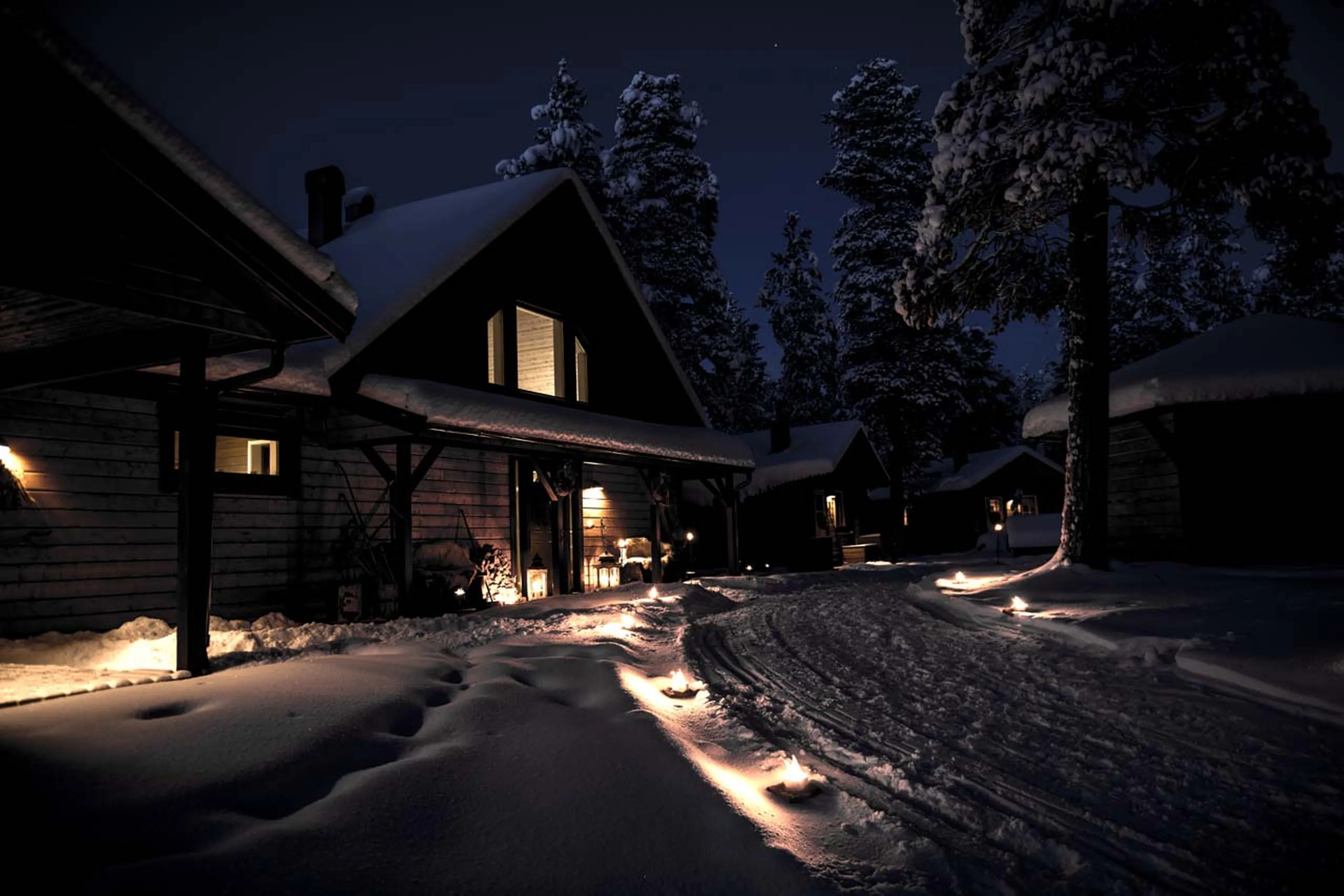 Entrance of Fjellborg Arctic Lodge in Sweden