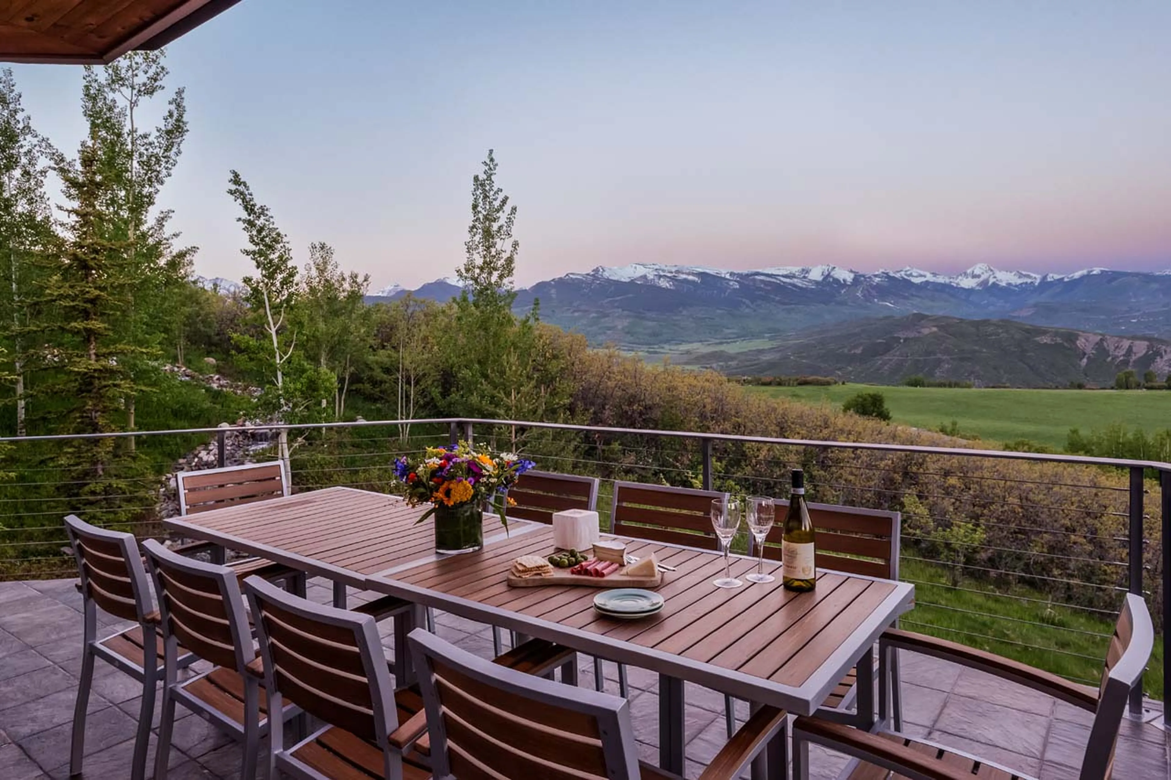 Upper terrace at Four Peaks Estate in Aspen