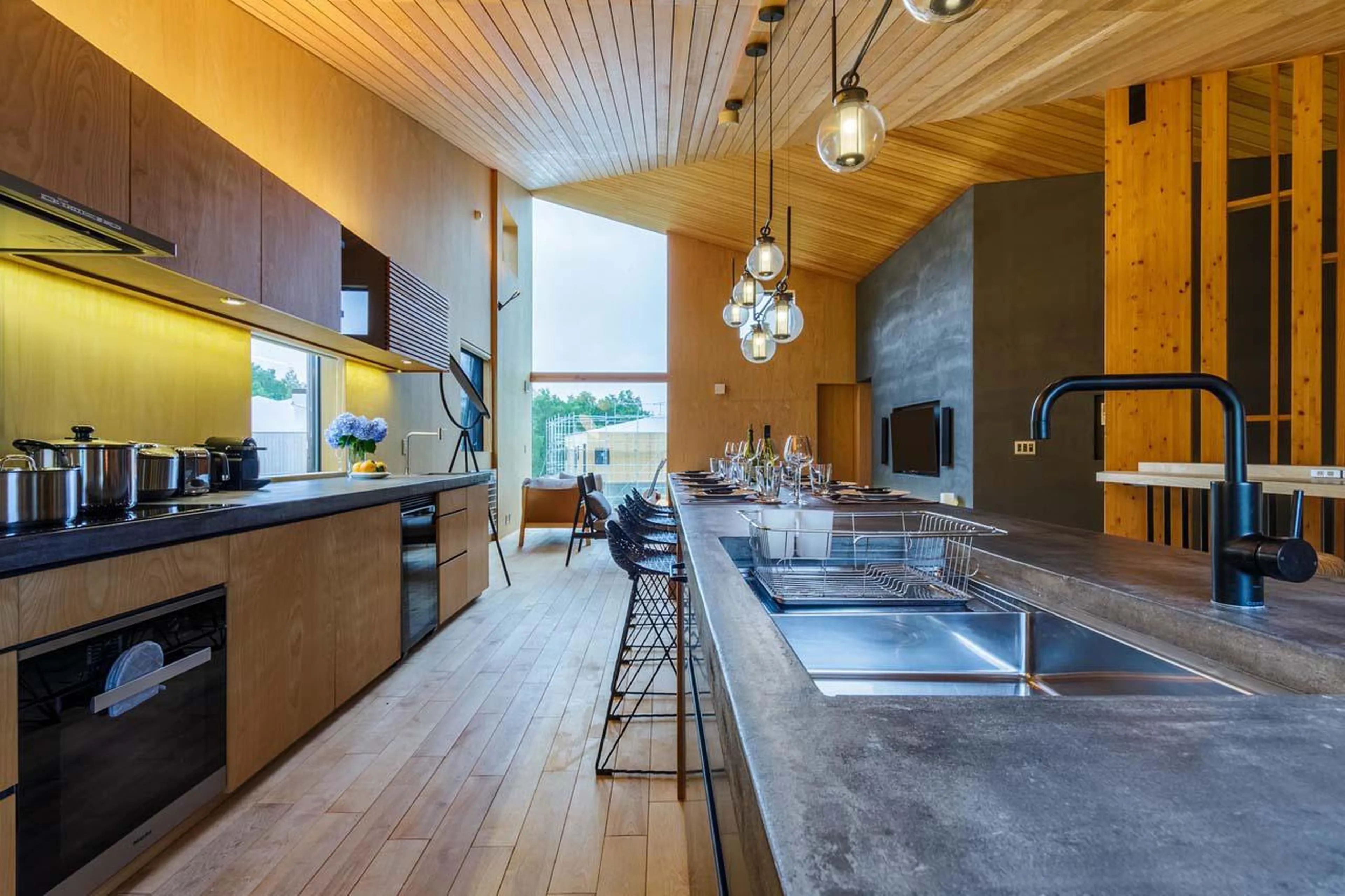 Well-equipped and spacious kitchen at Chalet Foxwood E in Niseko
