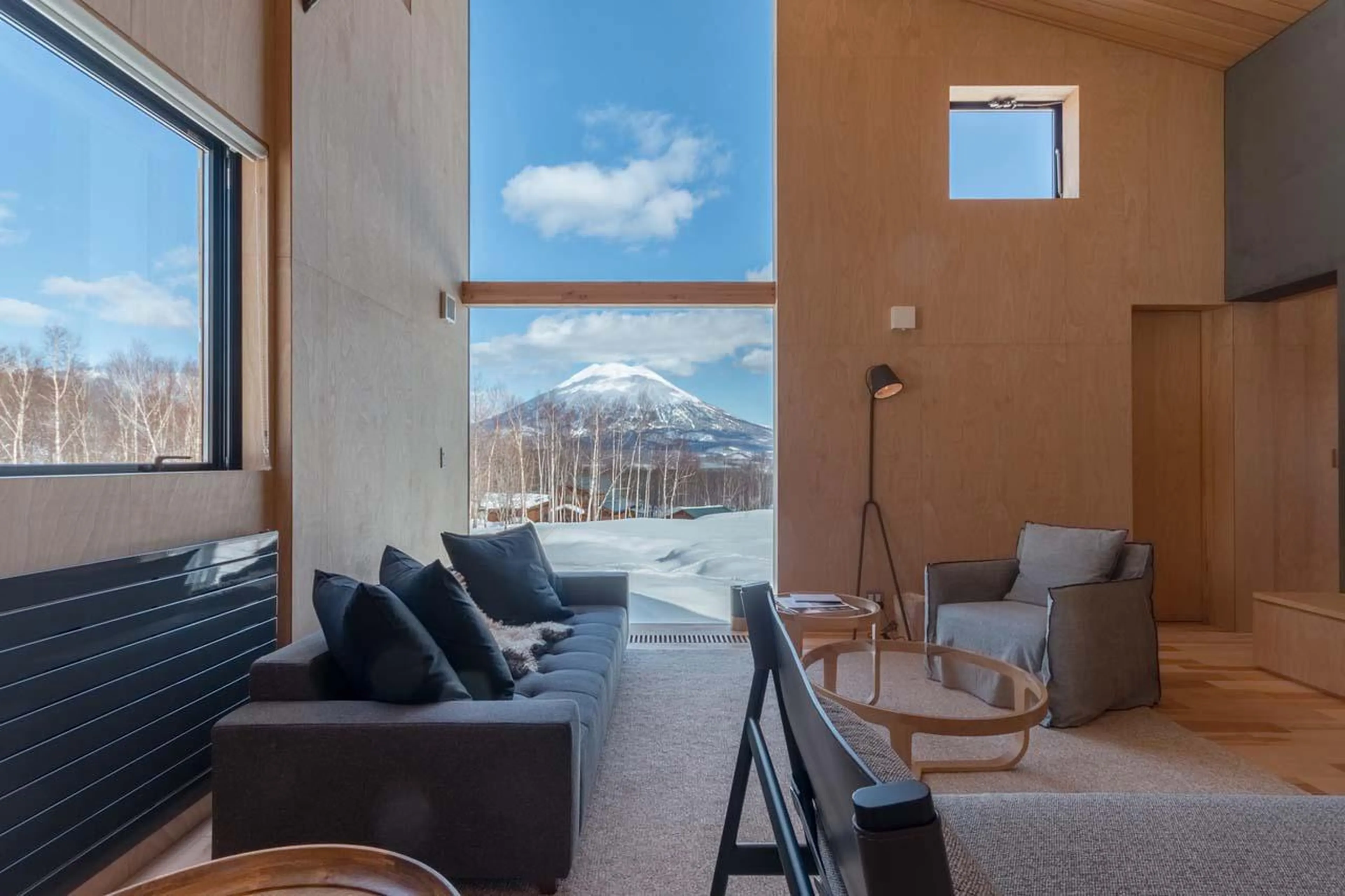 Floor-to-ceiling windows at Chalet Foxwood E in Niseko