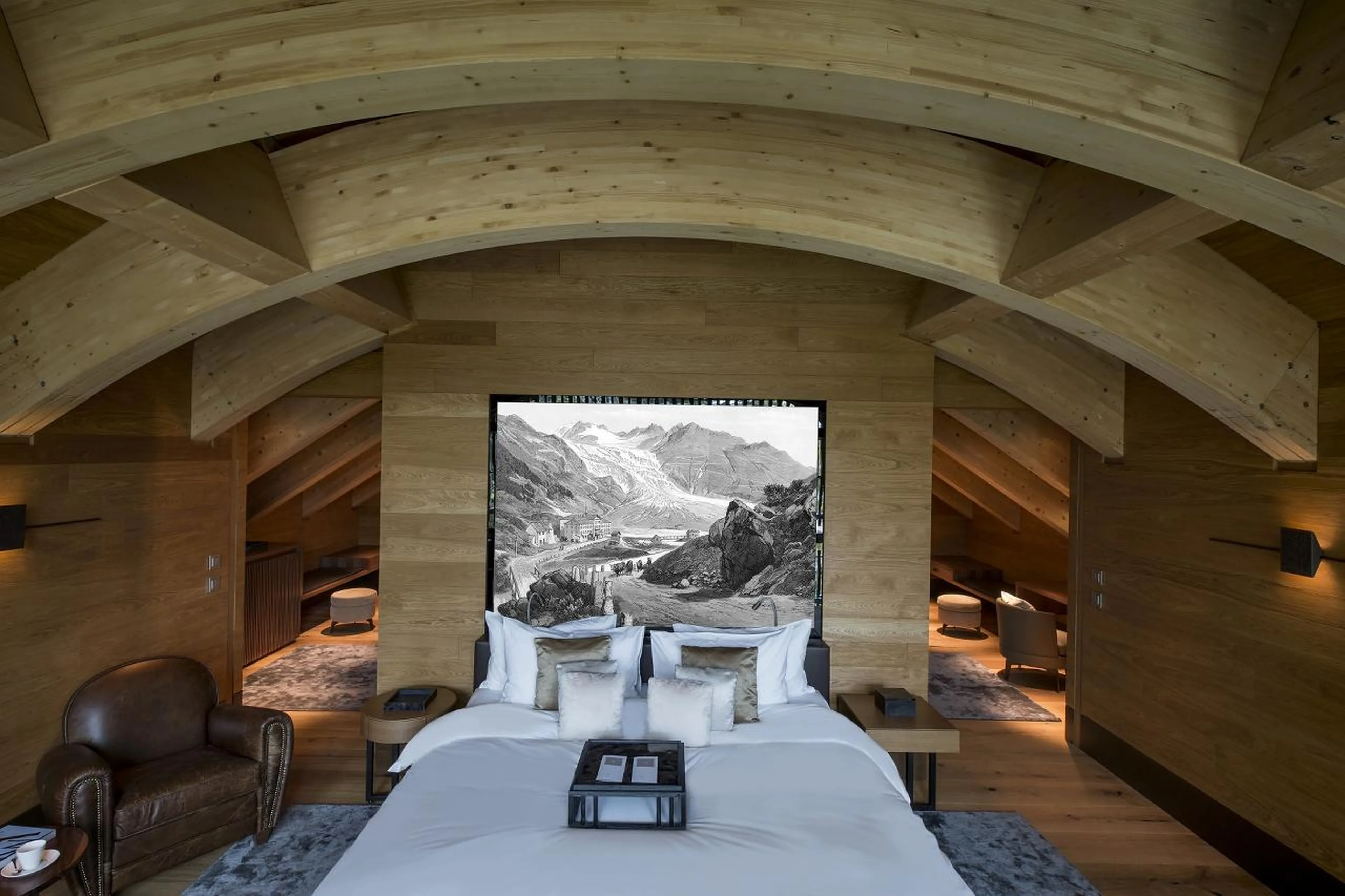 Bedroom one at Furka Suite in Andermatt