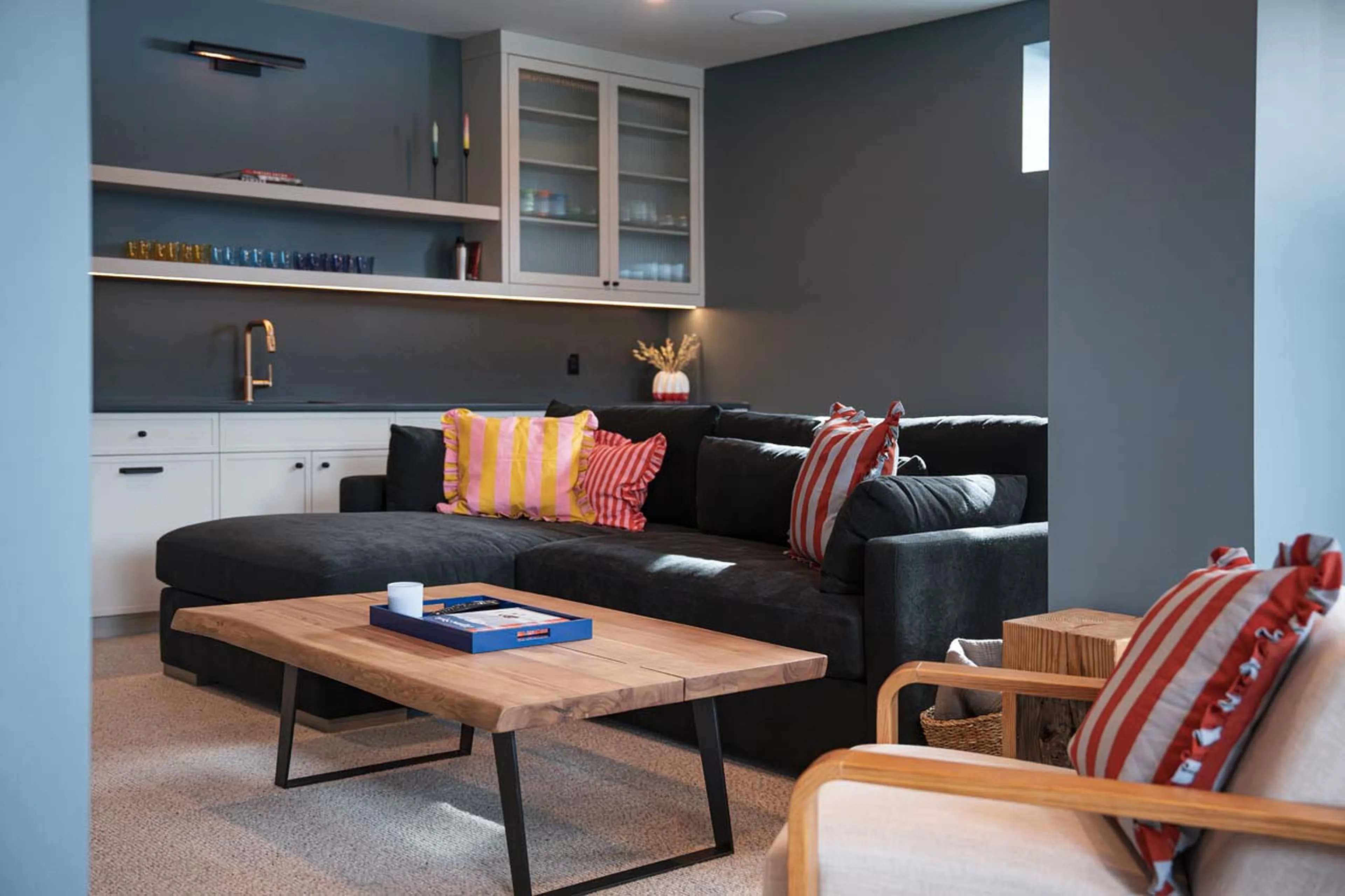 Bar and sofa in Ghost Peak Chalet, Revelstoke