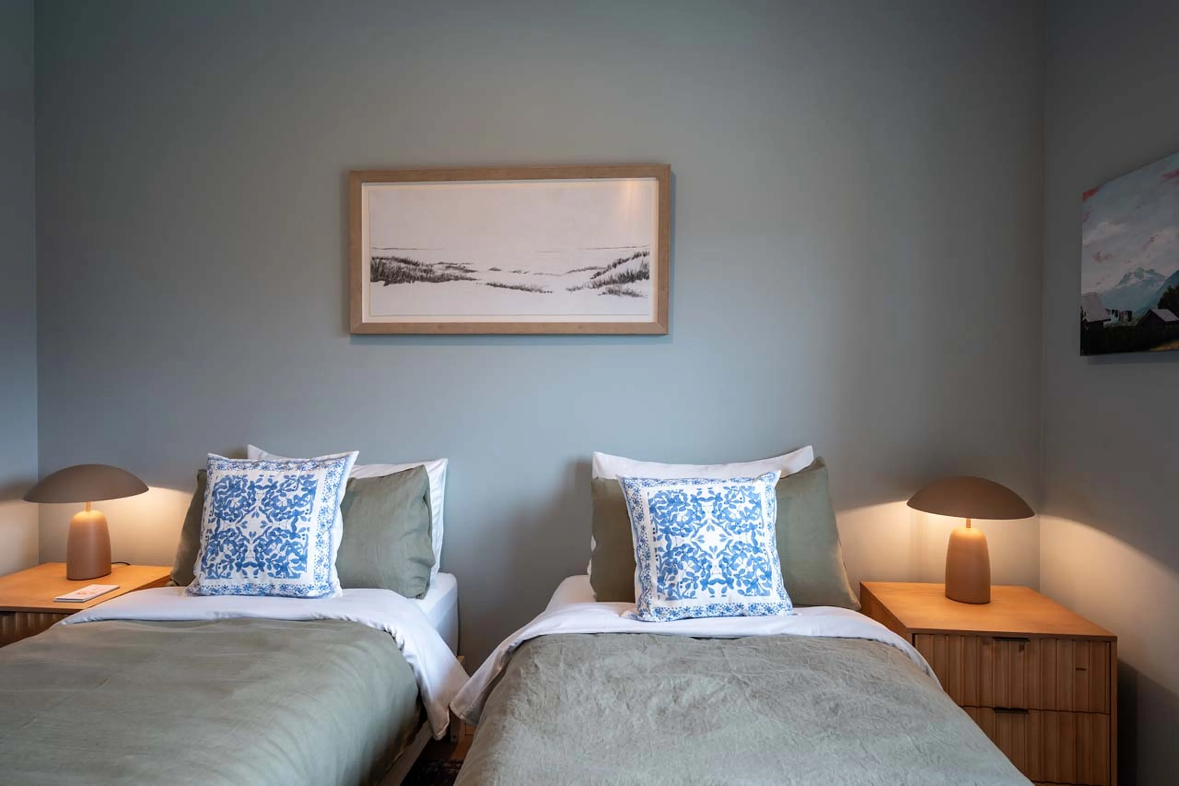 Twin beds in Ghost Peak Chalet, Revelstoke