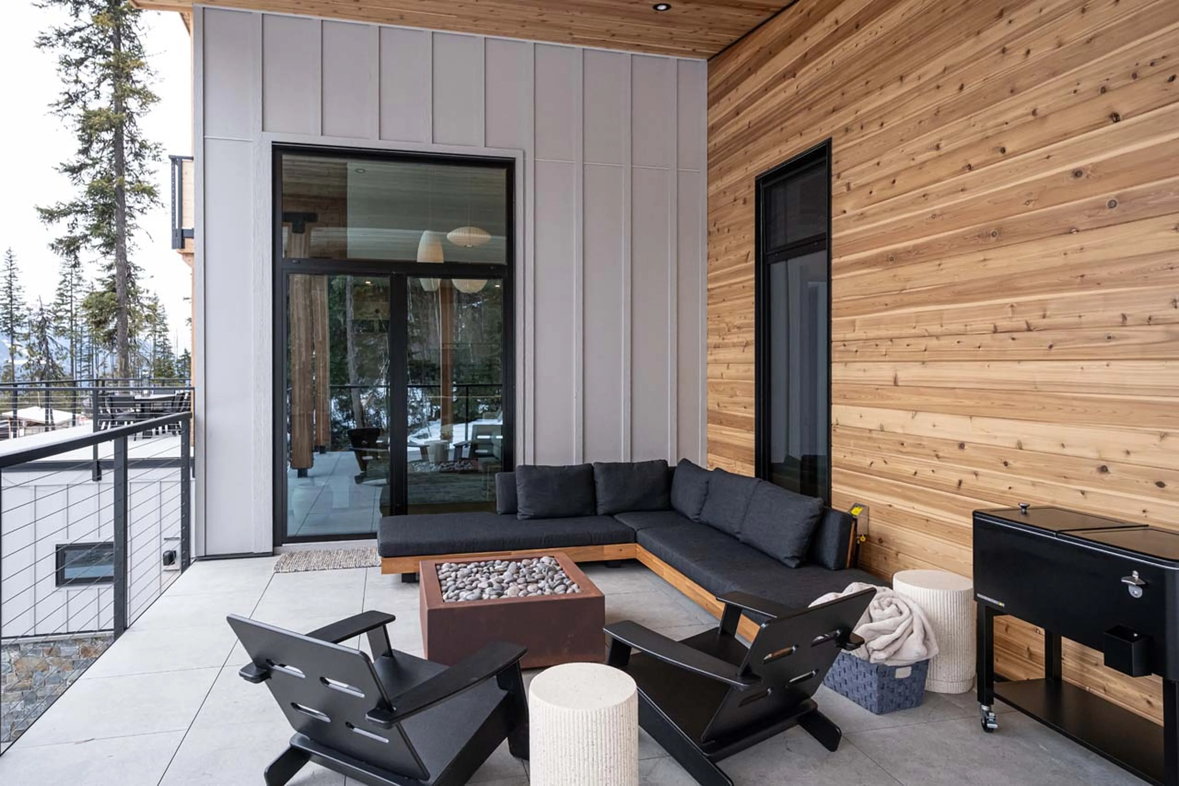 Terrace with seating in Ghost Peak Chalet, Revelstoke