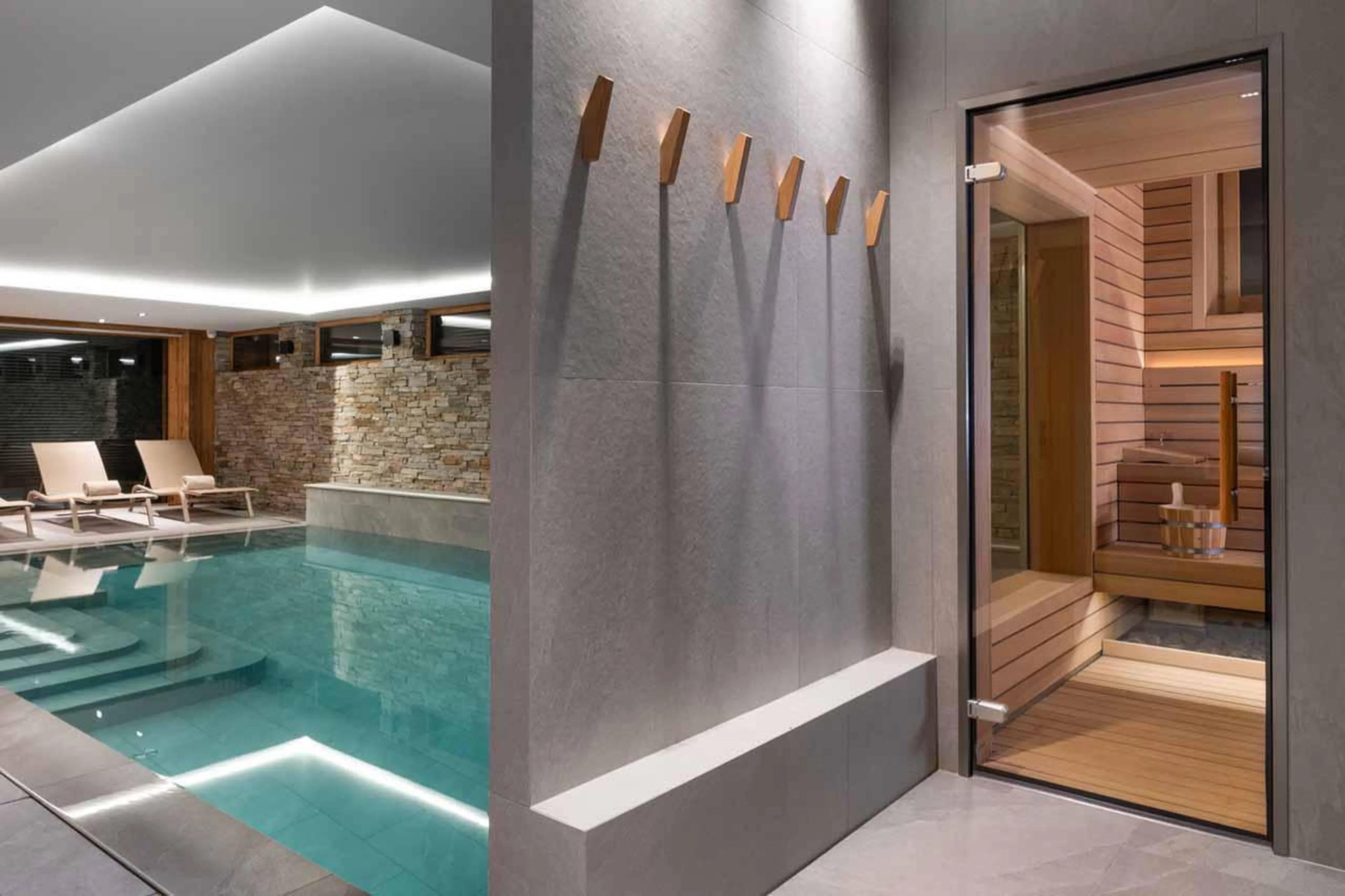Swimming pool and sauna at Granite Mountain Lodge in Chamonix