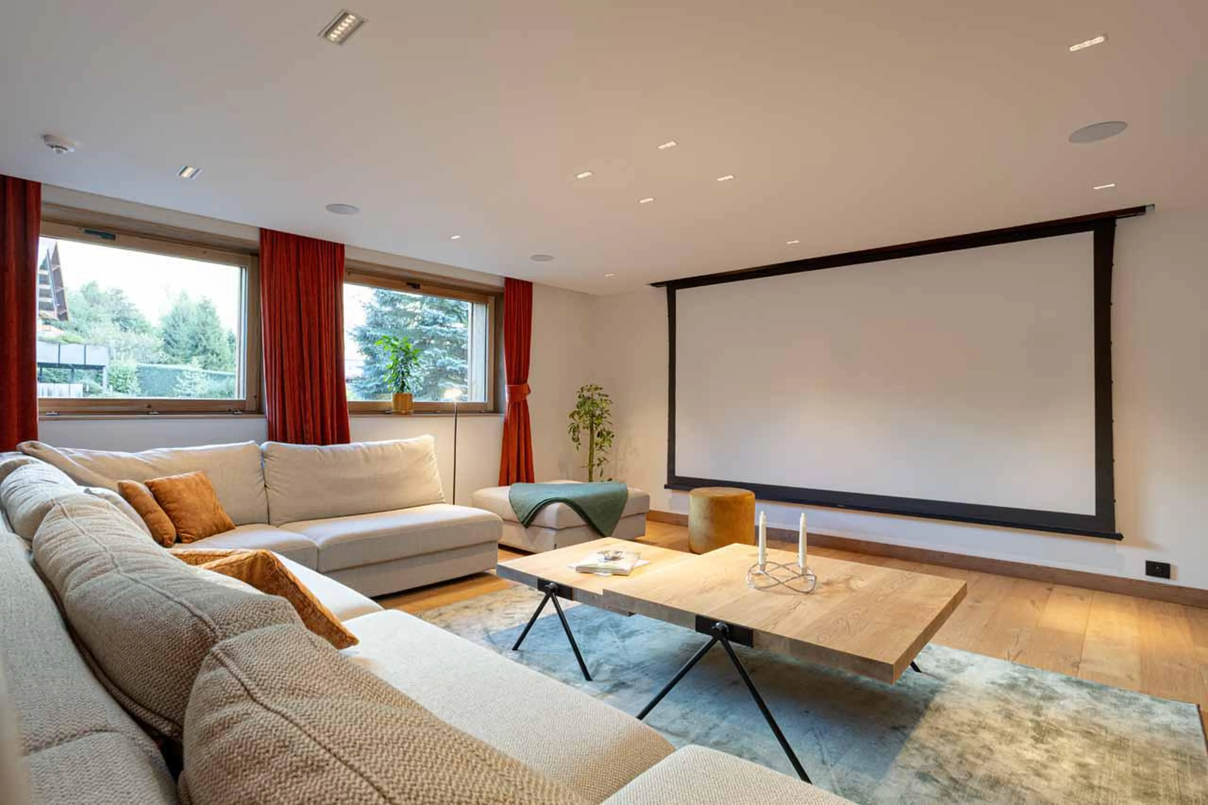 Modern and spacious cinema room at Granite Mountain Lodge in Chamonix