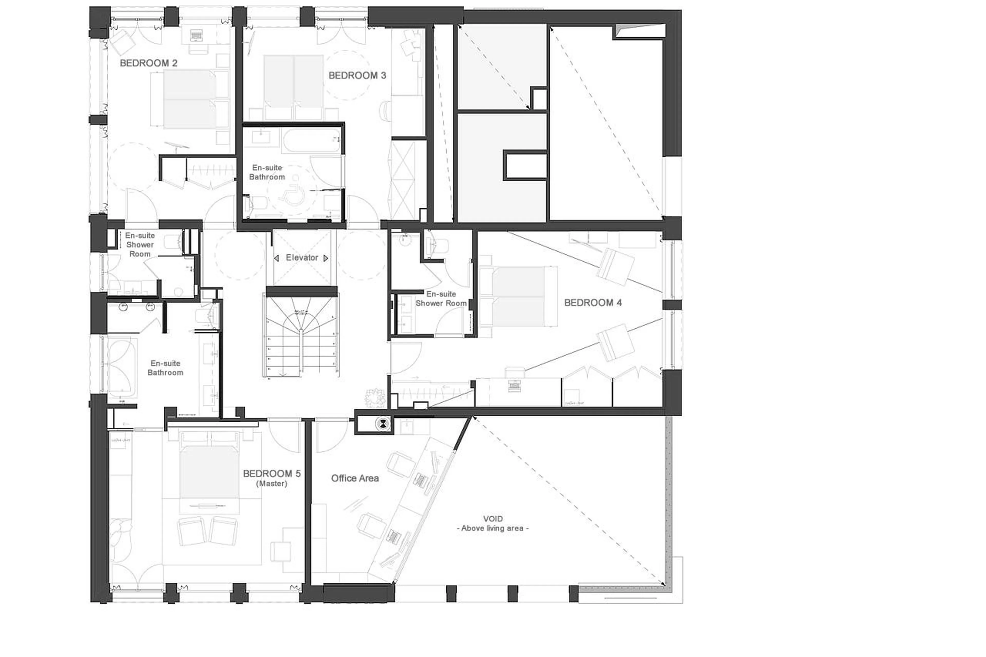 Level 2 floor plan of Granite Mountain Lodge